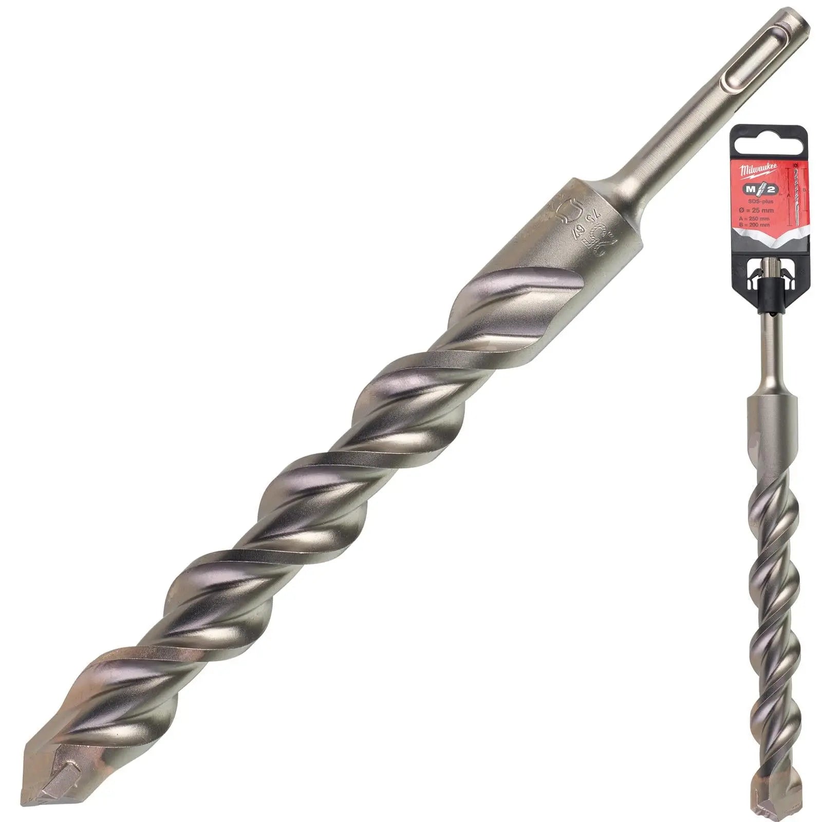 Milwaukee SDS Plus M2 Hammer Drill Bits 2 Cut 3-26 mm Diameter 