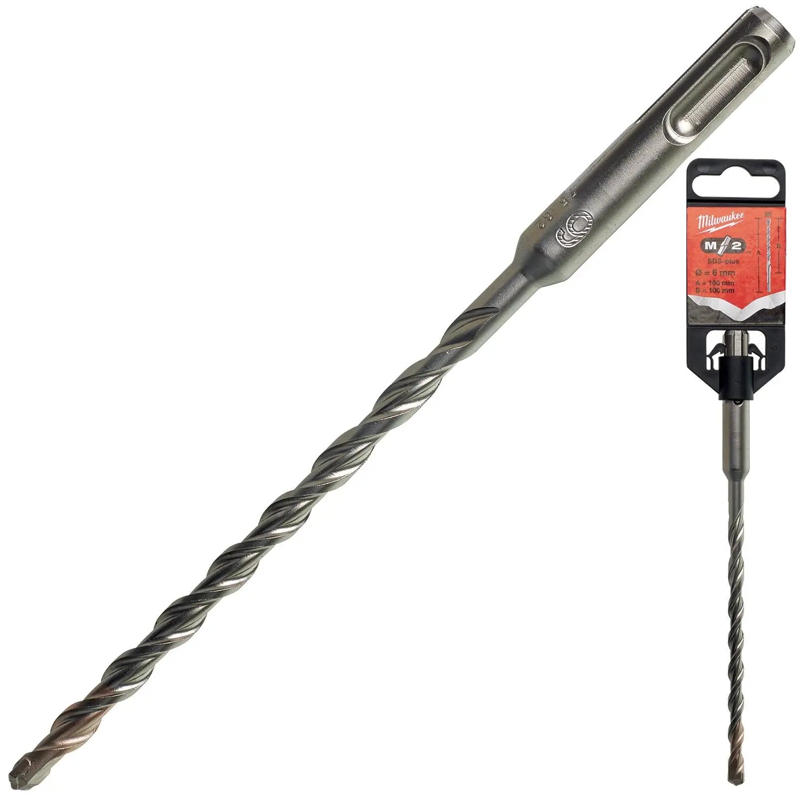 Milwaukee SDS Plus M2 Hammer Drill Bits 2 Cut 3-26 mm Diameter 