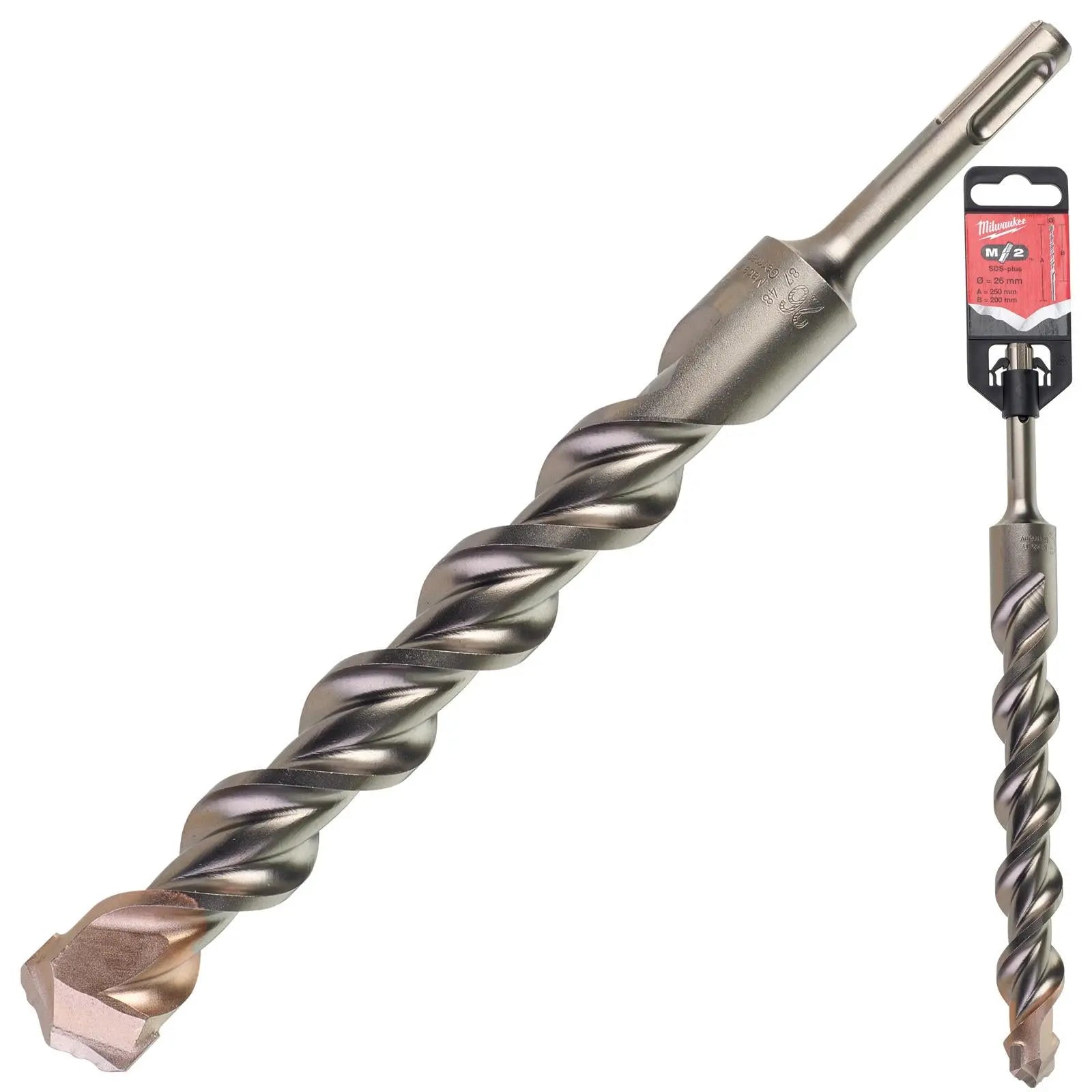 Milwaukee SDS Plus M2 Hammer Drill Bits 2 Cut 3-26 mm Diameter 