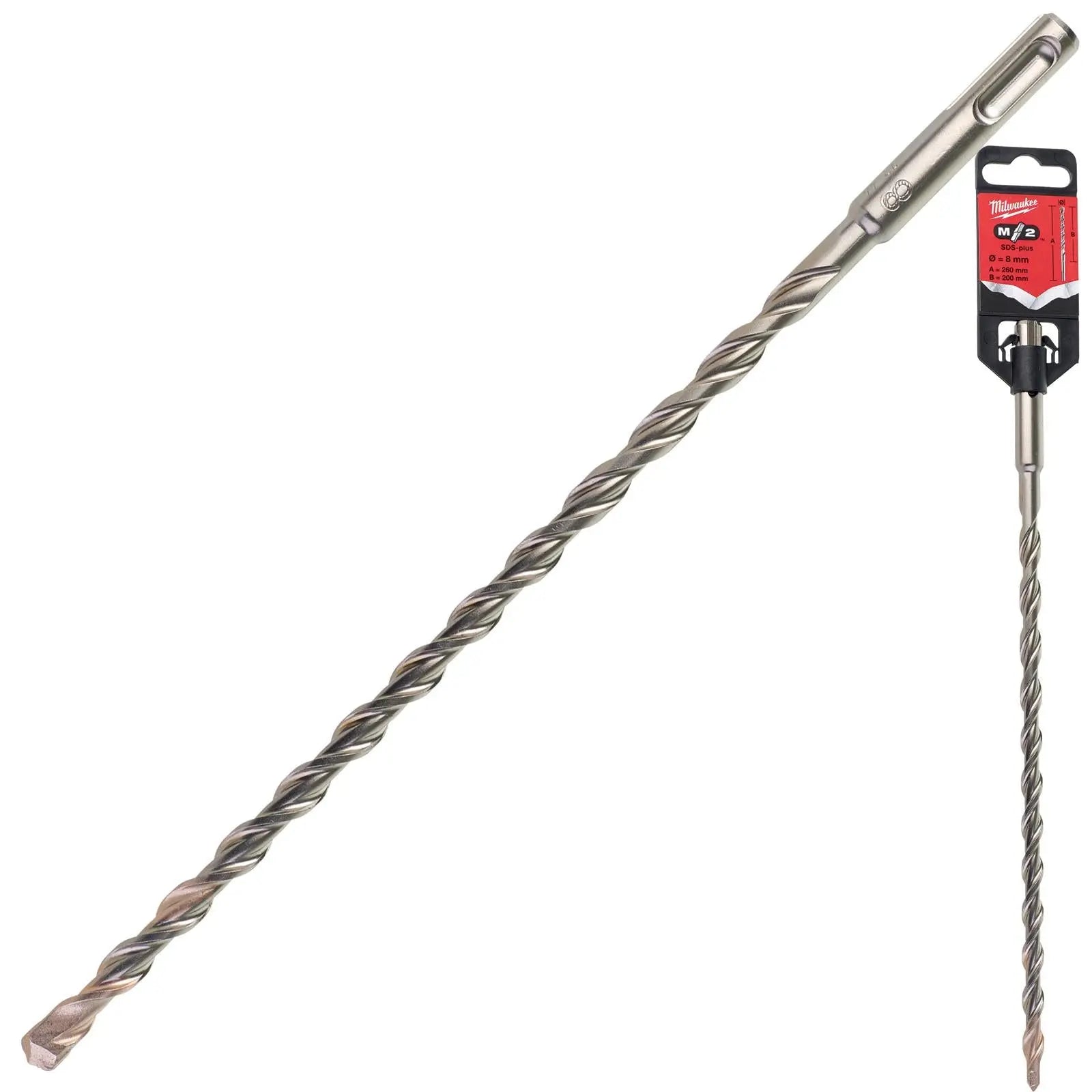 Milwaukee SDS Plus M2 Hammer Drill Bits 2 Cut 3-26 mm Diameter 