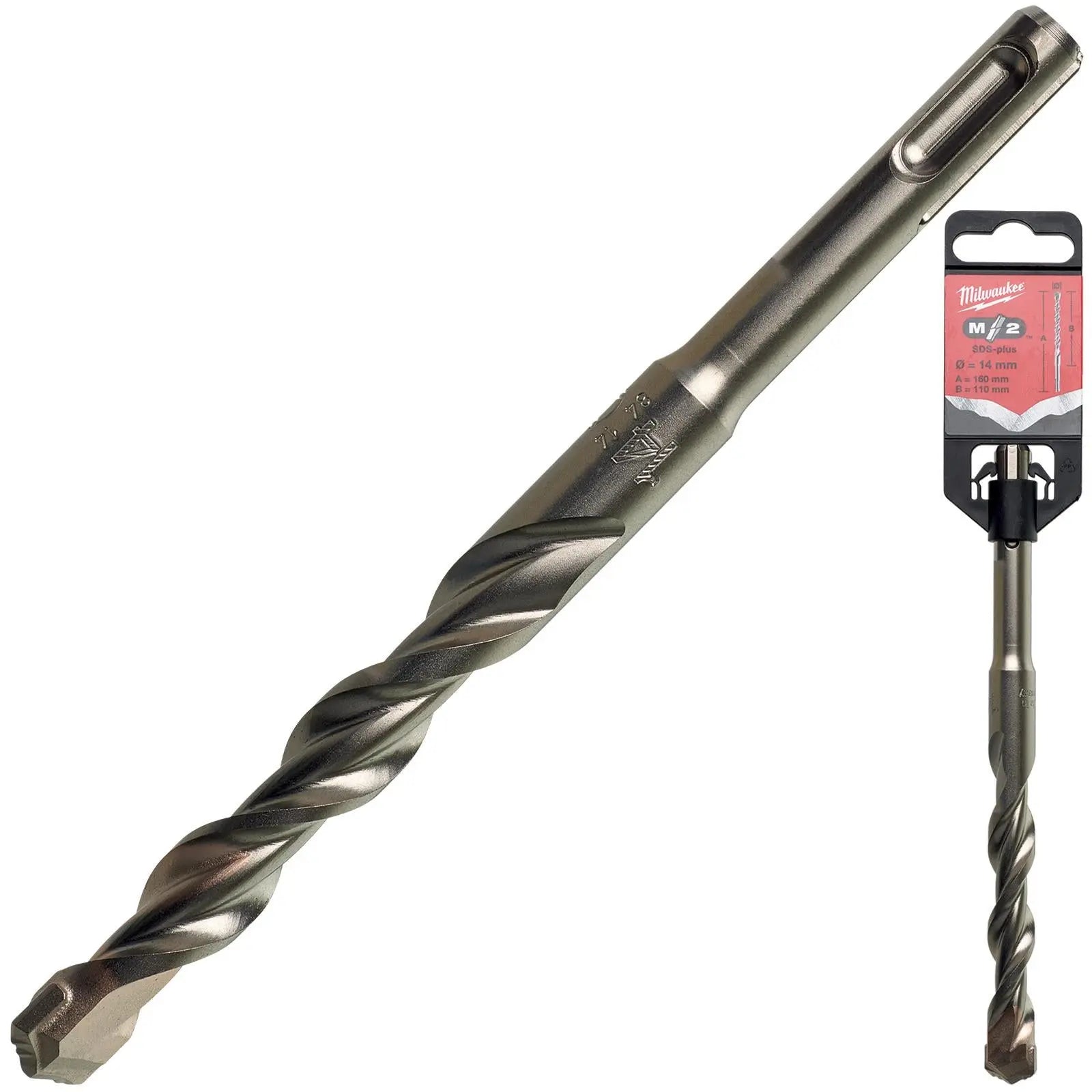 Milwaukee SDS Plus M2 Hammer Drill Bits 2 Cut 3-26 mm Diameter 