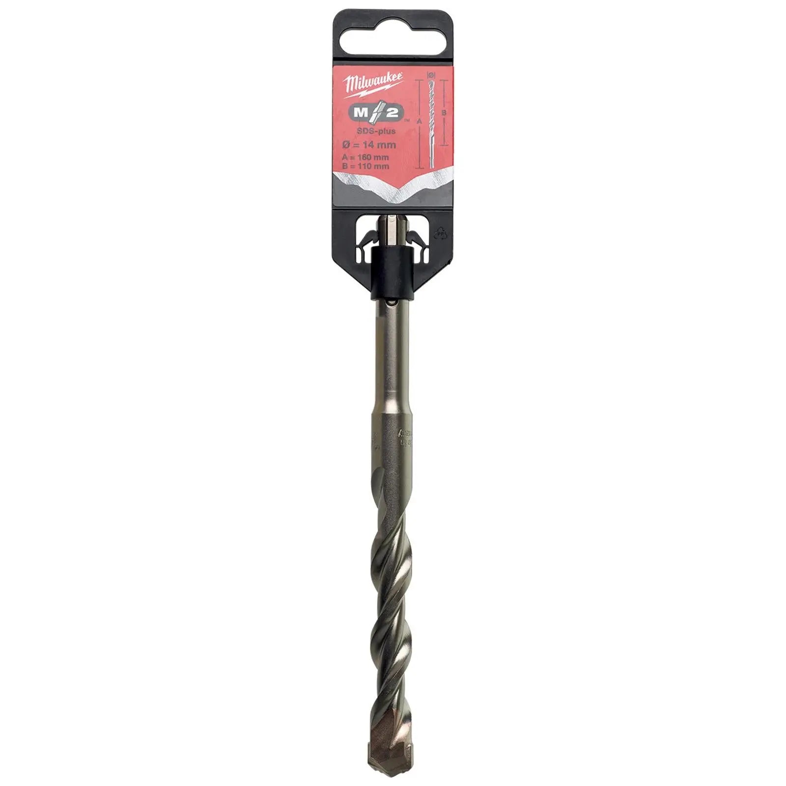 Milwaukee SDS Plus M2 Hammer Drill Bits 2 Cut 3-26 mm Diameter 