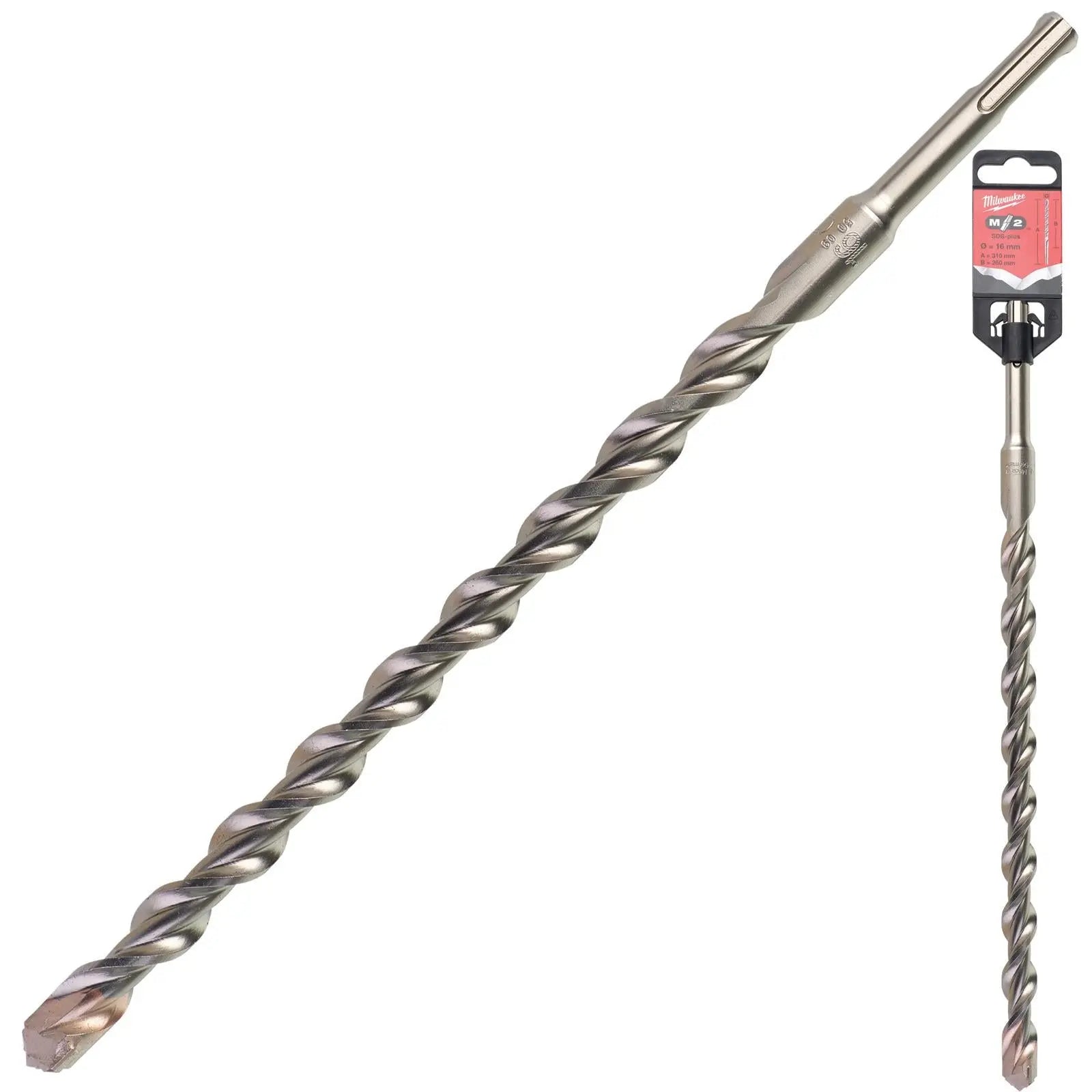 Milwaukee SDS Plus M2 Hammer Drill Bits 2 Cut 3-26 mm Diameter 