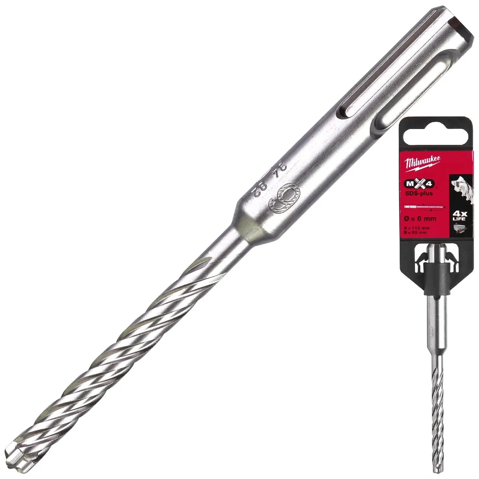 Milwaukee SDS Plus MX4 Rotary Hammer Drill Bits 4 Cut 
