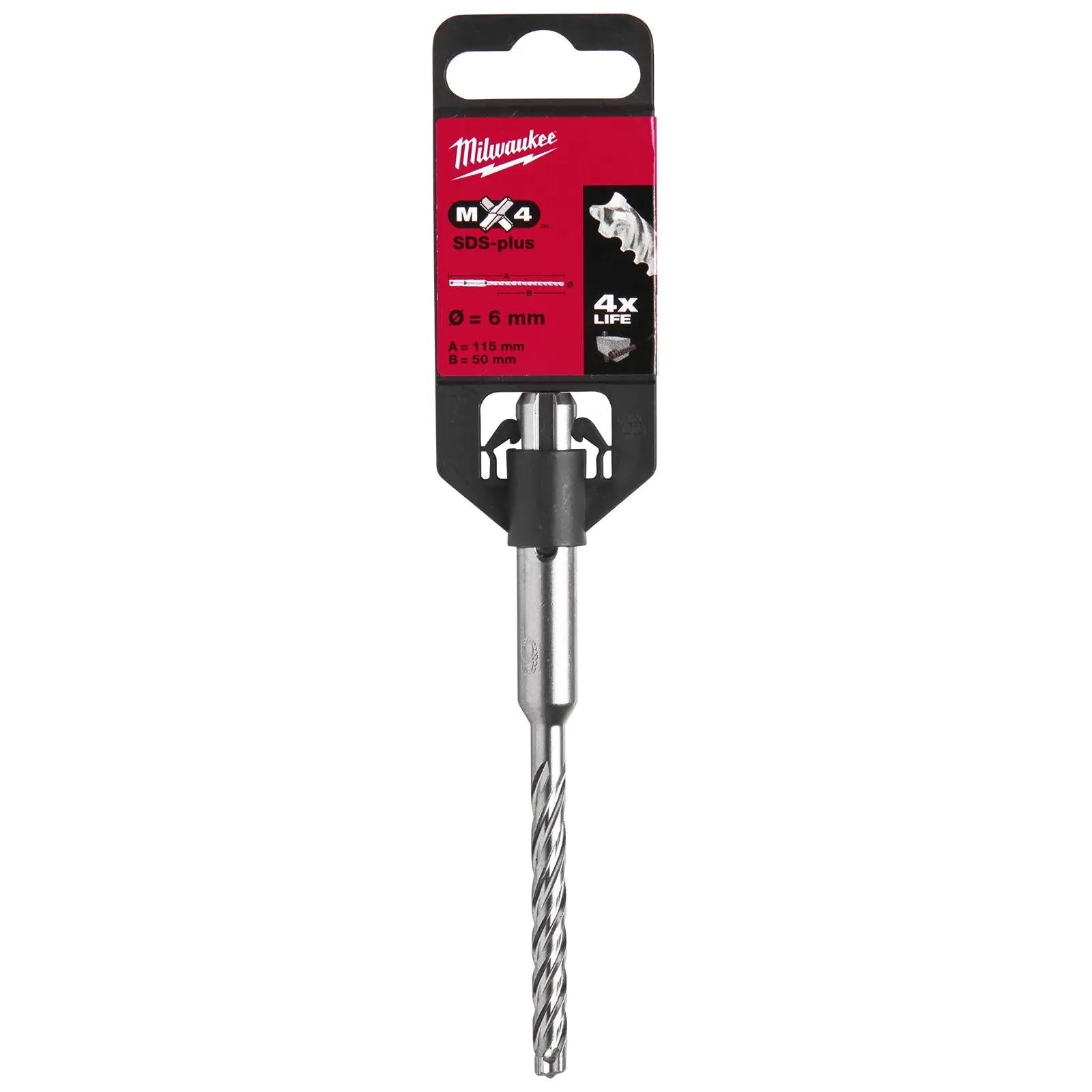 Milwaukee SDS Plus MX4 Rotary Hammer Drill Bits 4 Cut 