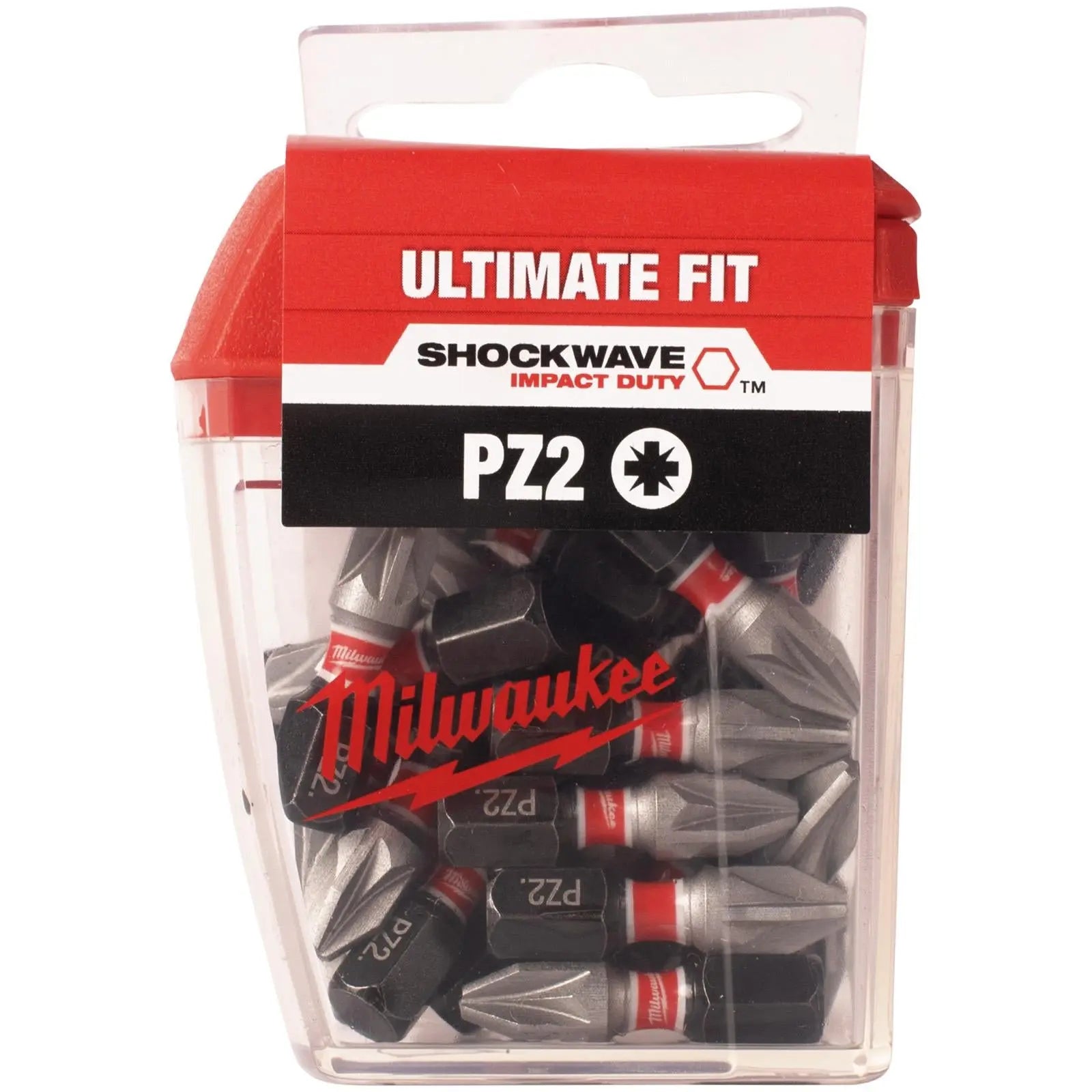 Milwaukee SHOCKWAVE Impact Duty Screwdriver Bit Set 25 Pack PZ2 x 25mm Tic Tac Box  White Rose Tools