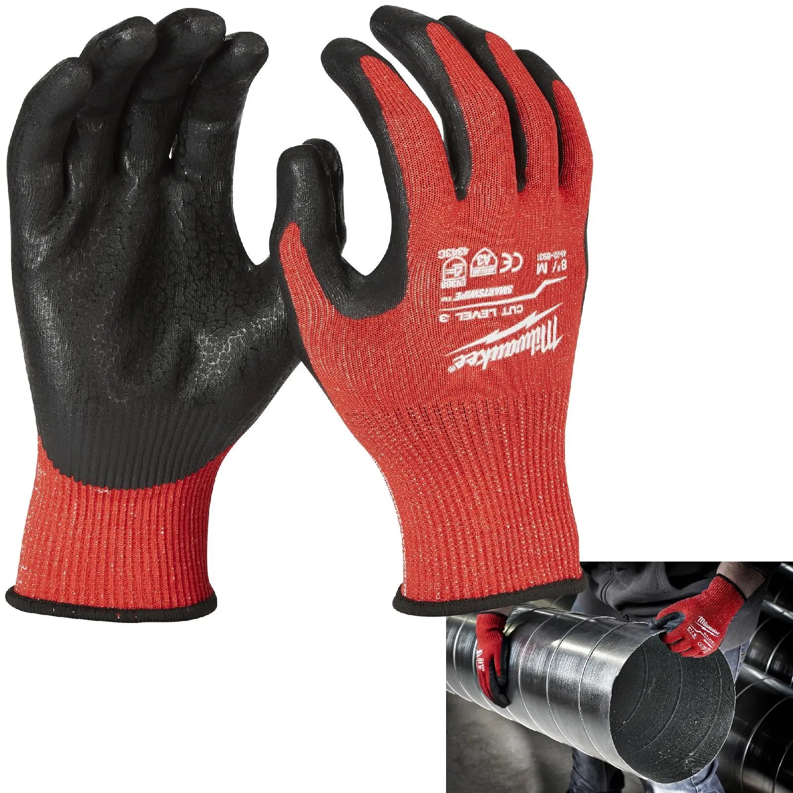 Milwaukee Safety Gloves Cut Level 3/C Dipped Glove Size 9 / L Large 