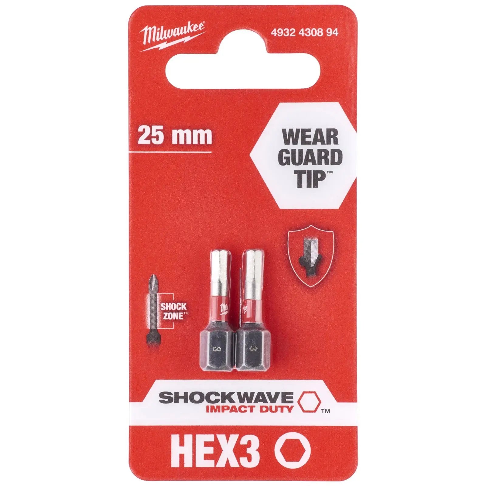 Milwaukee Screwdriver Bits Shockwave Impact Duty PH PZ TX HEX SL Blister Packed 