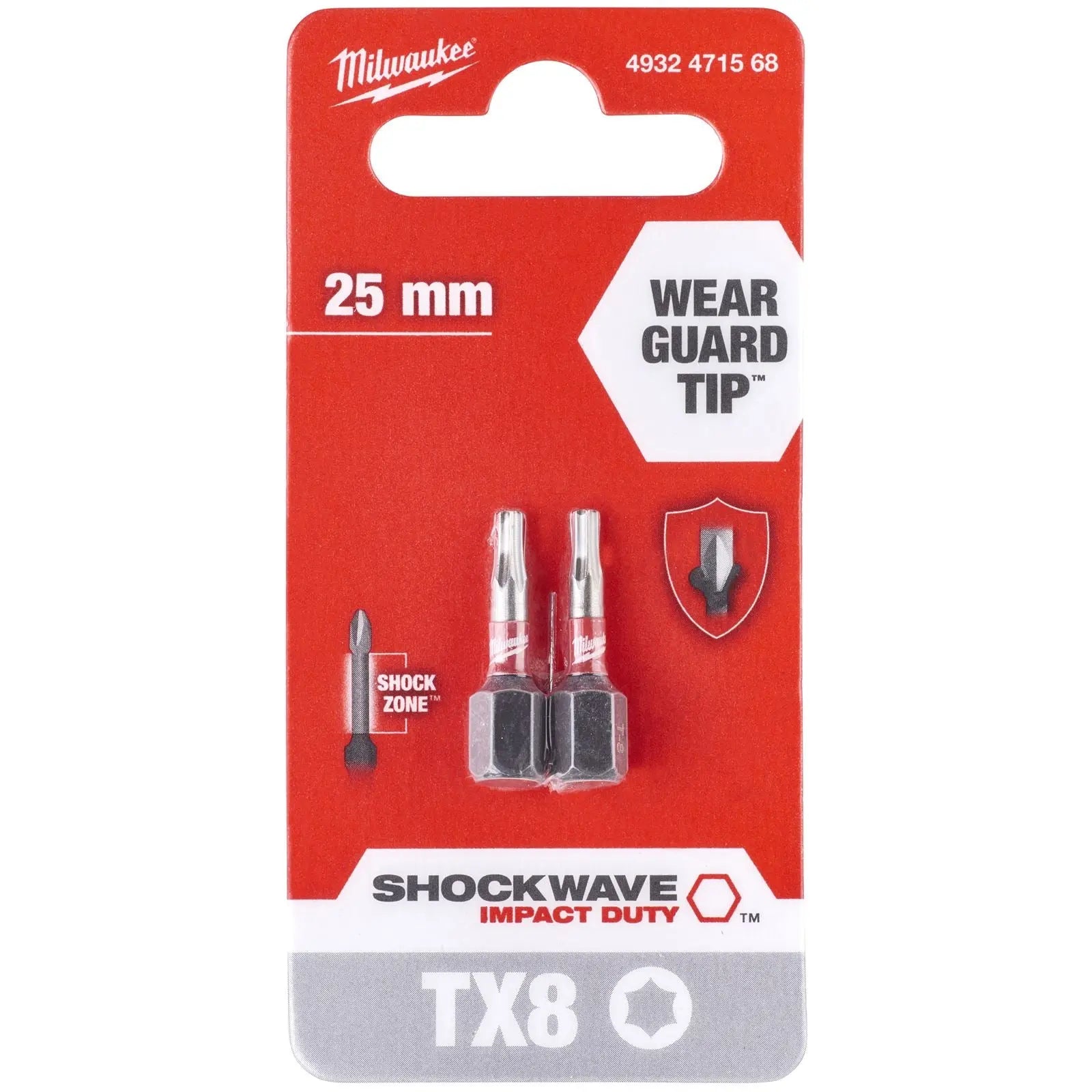 Milwaukee Screwdriver Bits Shockwave Impact Duty PH PZ TX HEX SL Blister Packed 