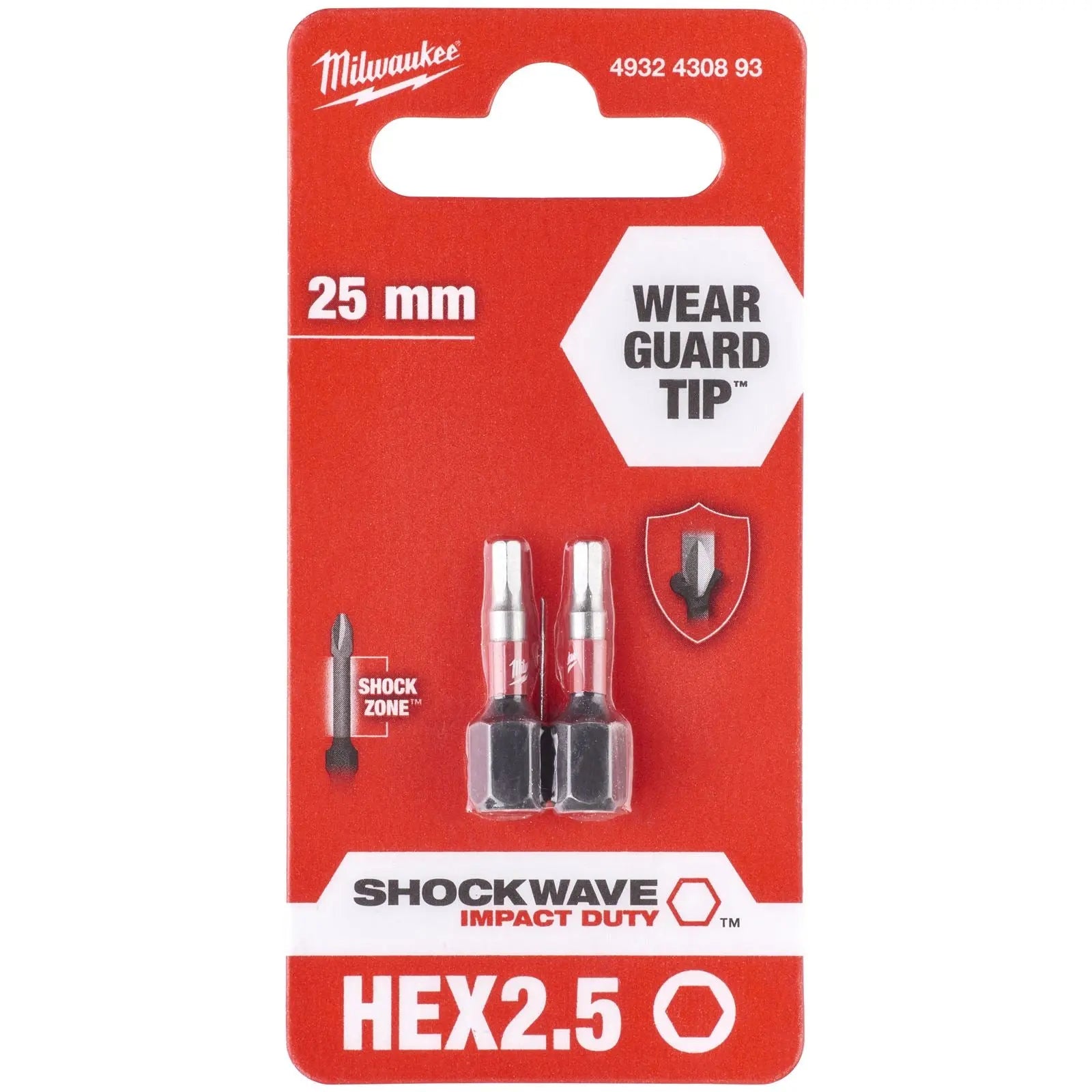 Milwaukee Screwdriver Bits Shockwave Impact Duty PH PZ TX HEX SL Blister Packed 