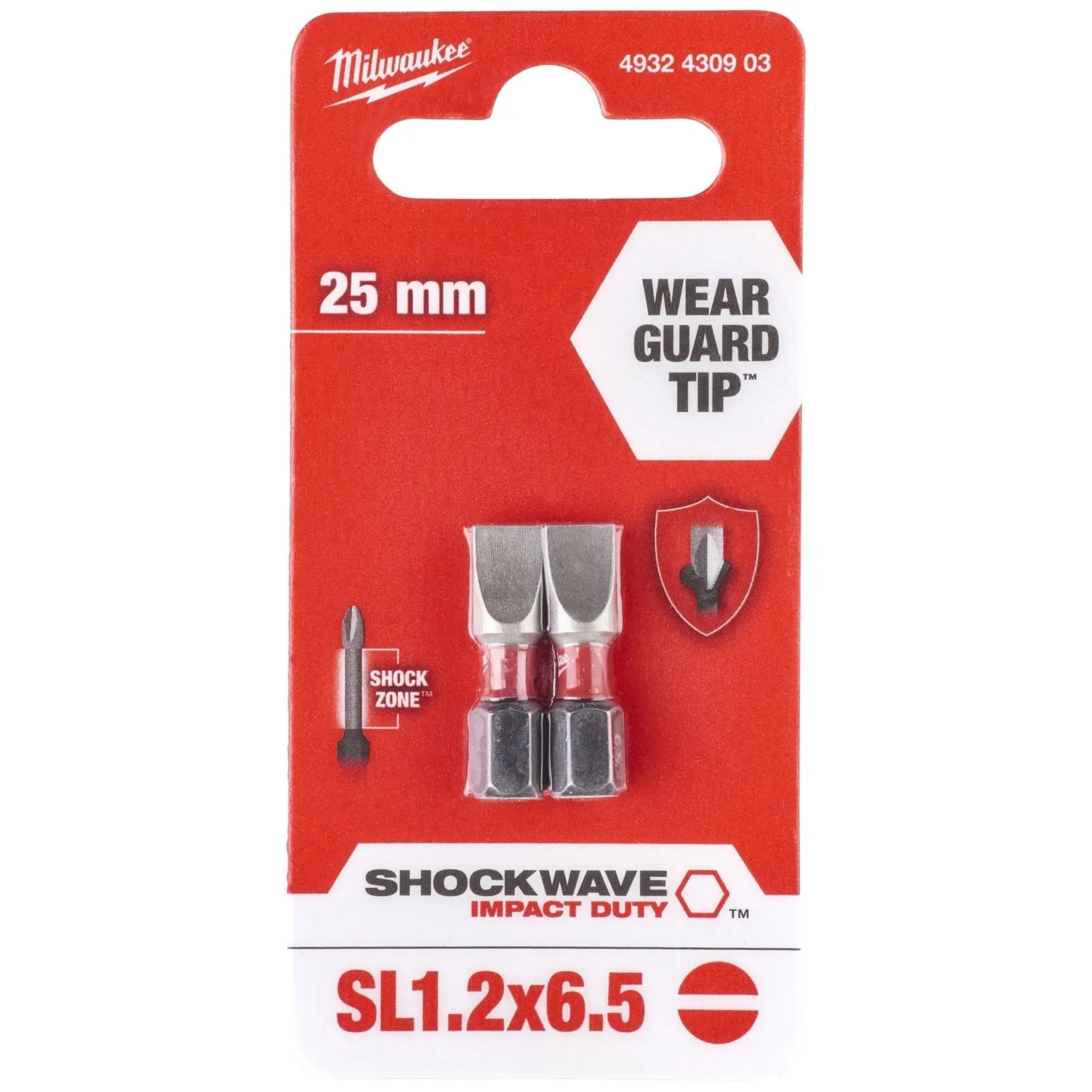Milwaukee Screwdriver Bits Shockwave Impact Duty PH PZ TX HEX SL Blister Packed 