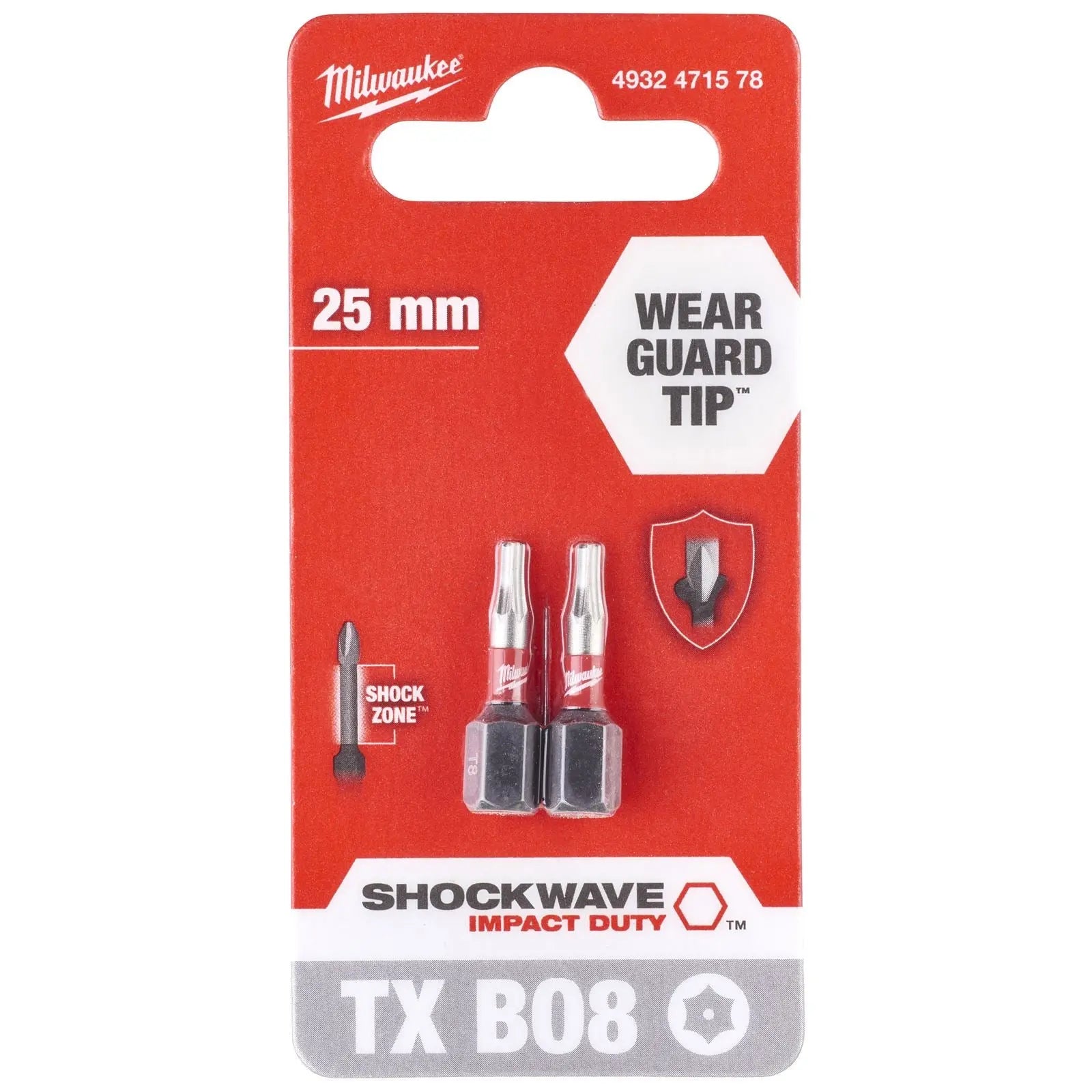 Milwaukee Screwdriver Bits Shockwave Impact Duty PH PZ TX HEX SL Blister Packed 