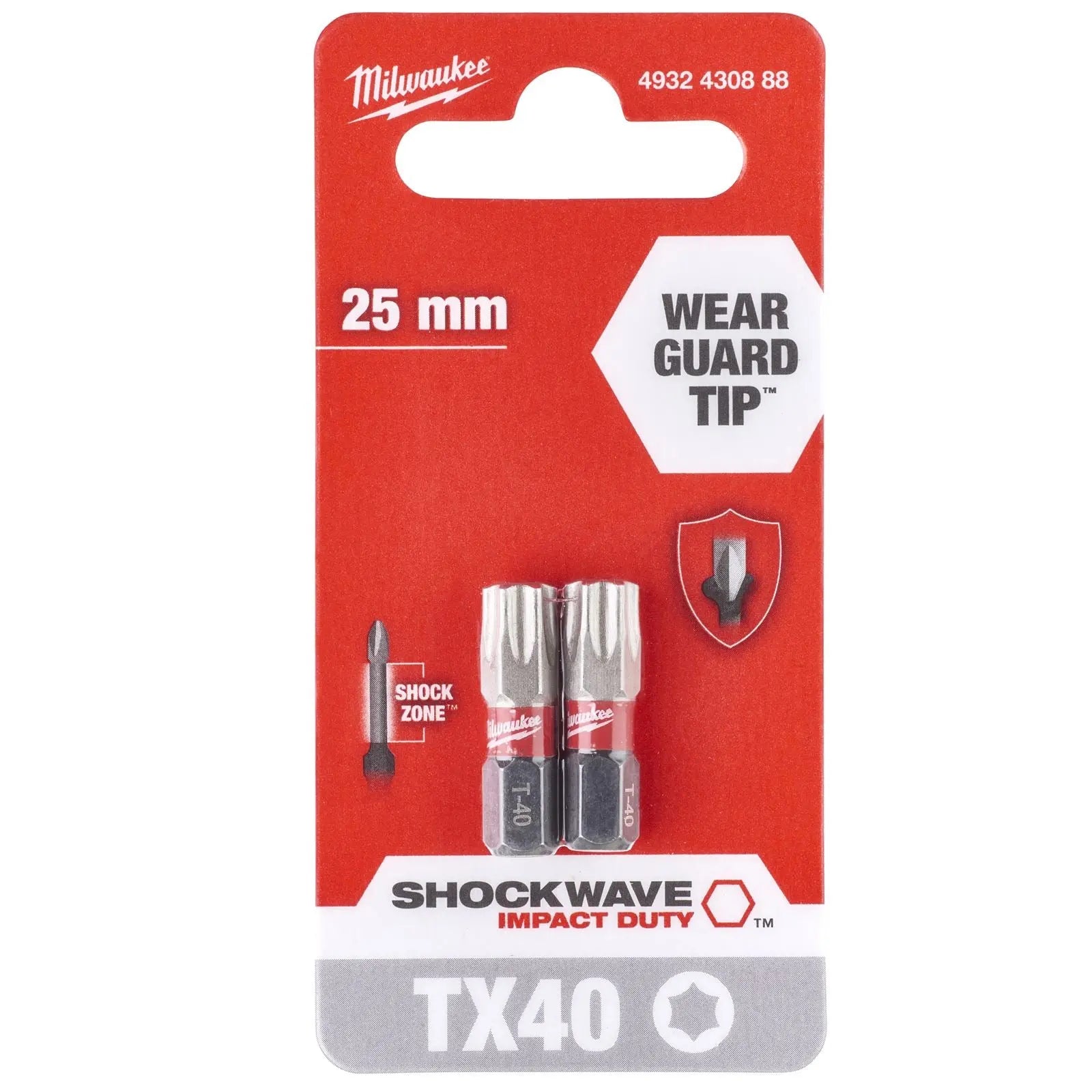 Milwaukee Screwdriver Bits Shockwave Impact Duty PH PZ TX HEX SL Blister Packed 