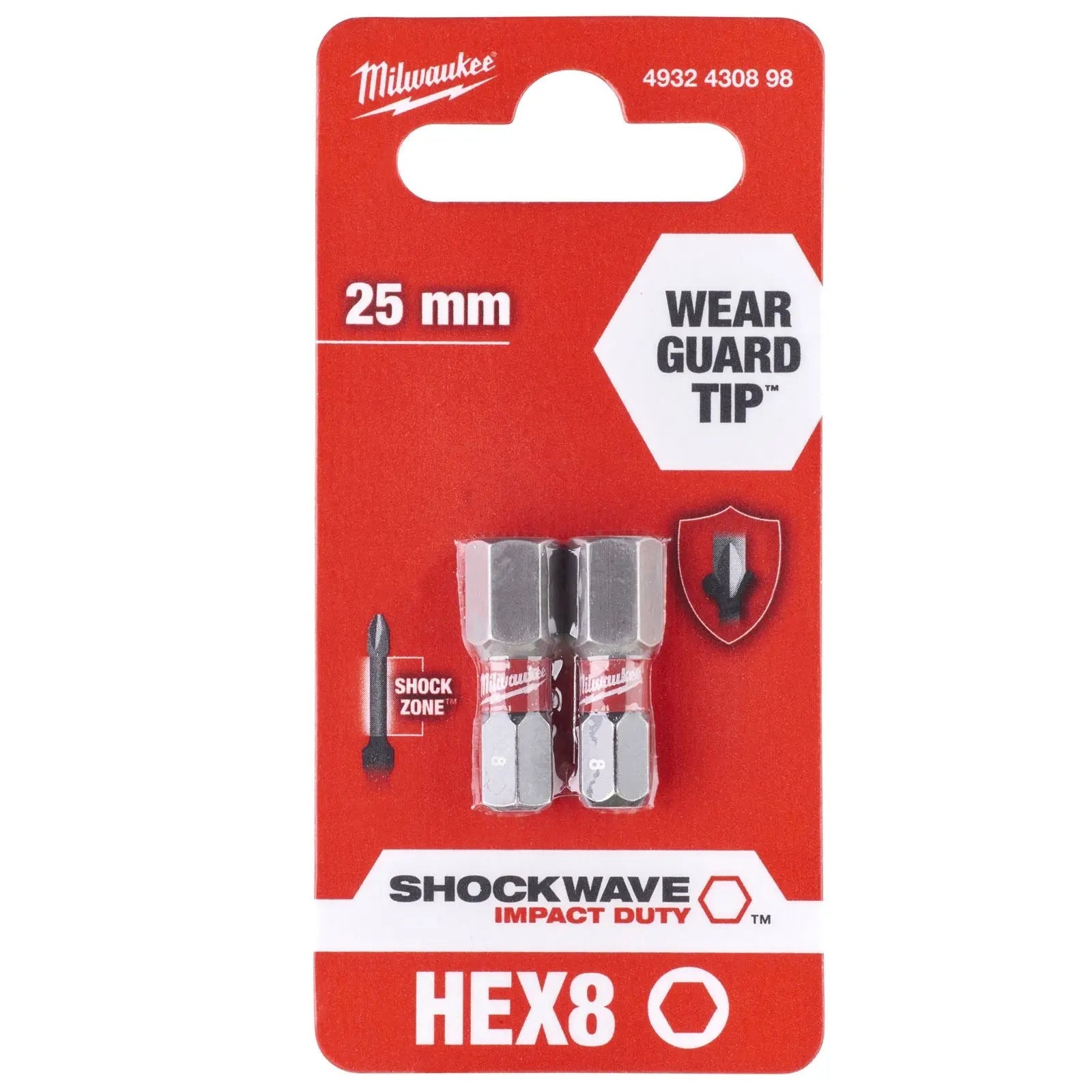 Milwaukee Screwdriver Bits Shockwave Impact Duty PH PZ TX HEX SL Blister Packed 