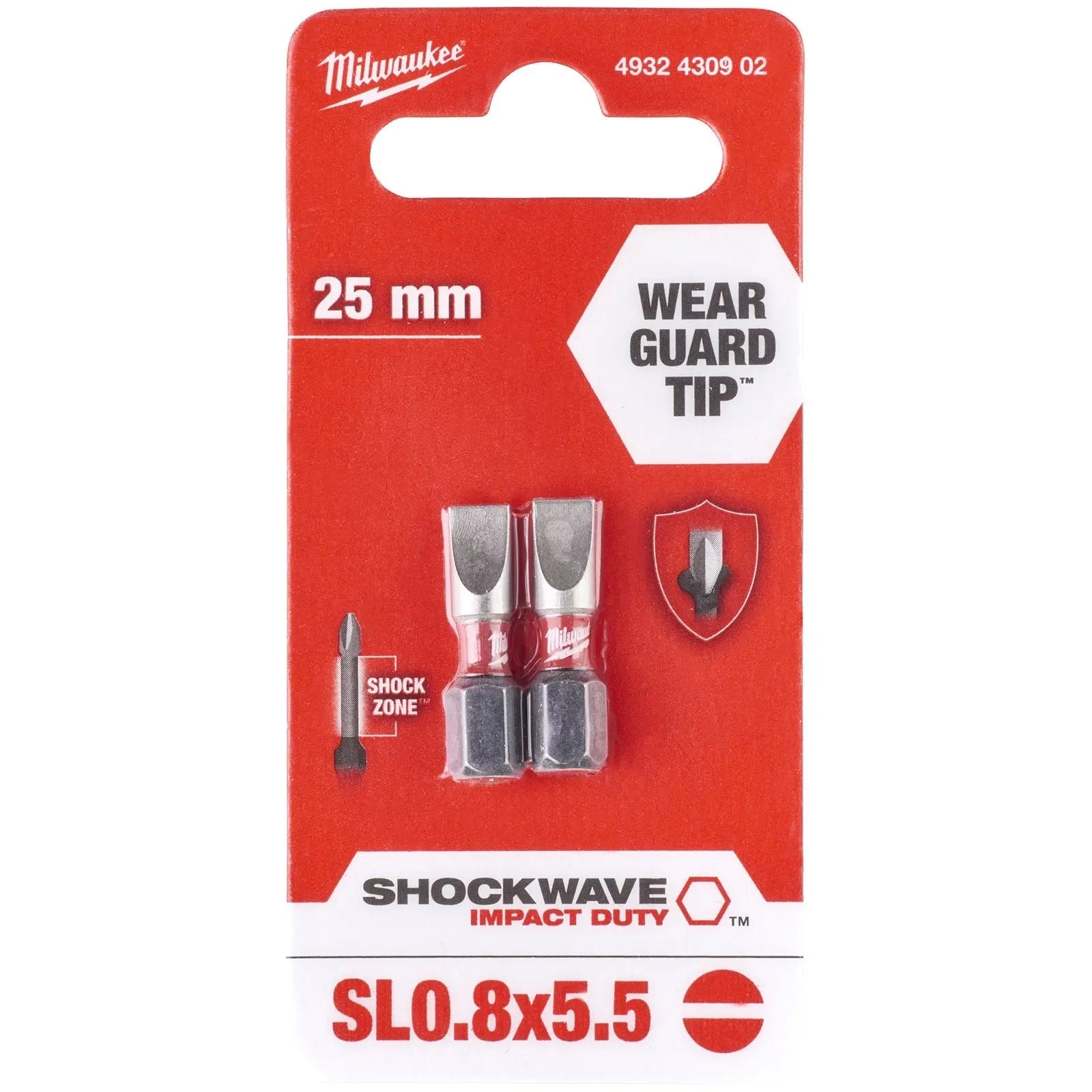 Milwaukee Screwdriver Bits Shockwave Impact Duty PH PZ TX HEX SL Blister Packed 