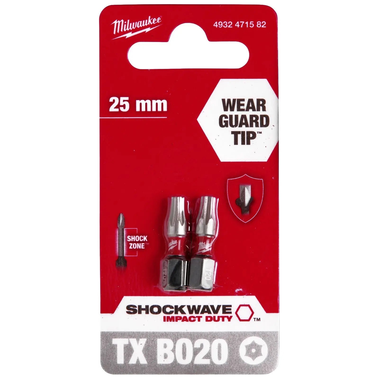 Milwaukee Screwdriver Bits Shockwave Impact Duty PH PZ TX HEX SL Blister Packed 