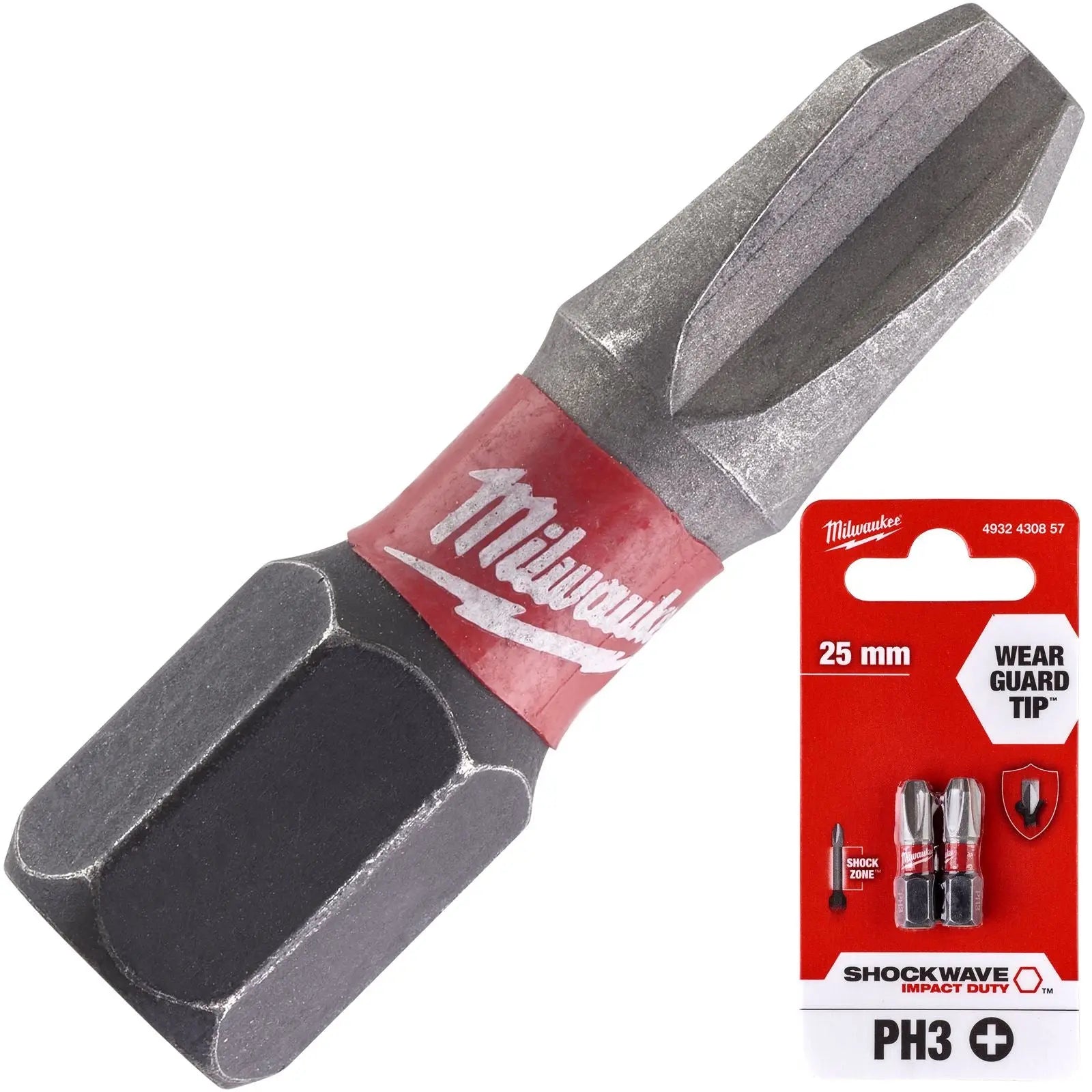 Milwaukee Screwdriver Bits Shockwave Impact Duty PH PZ TX HEX SL Blister Packed 