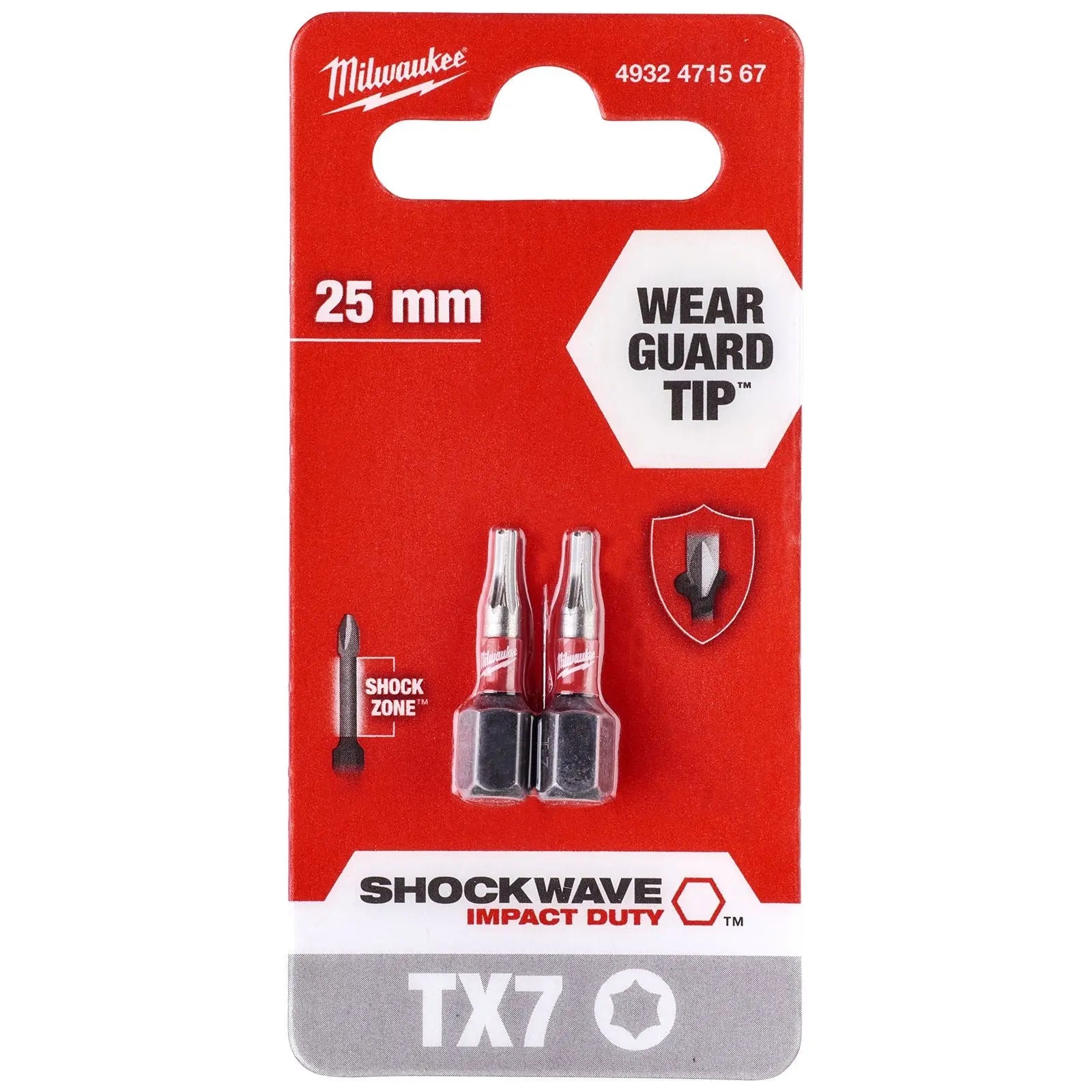 Milwaukee Screwdriver Bits Shockwave Impact Duty PH PZ TX HEX SL Blister Packed 