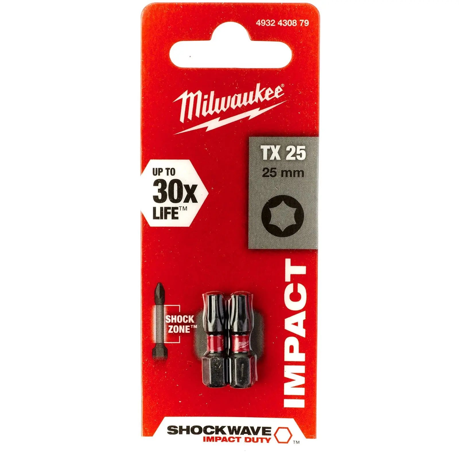 Milwaukee Screwdriver Bits Shockwave Impact Duty PH PZ TX HEX SL Blister Packed 