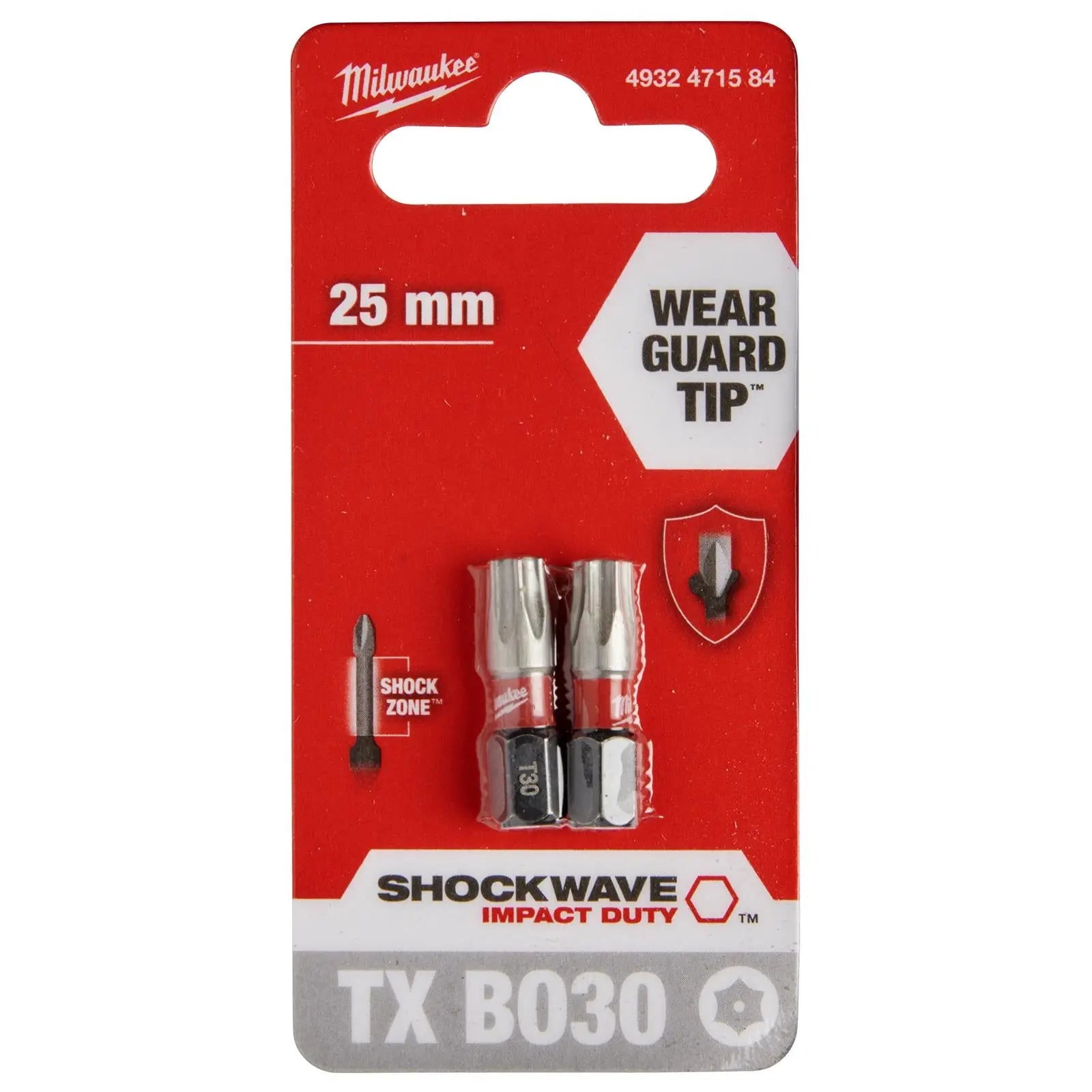 Milwaukee Screwdriver Bits Shockwave Impact Duty PH PZ TX HEX SL Blister Packed 
