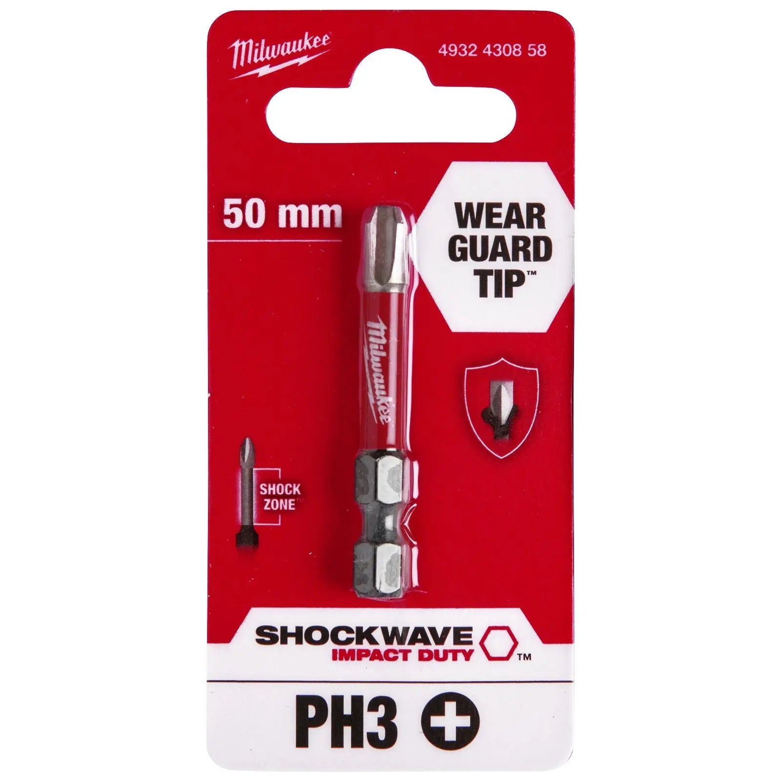 Milwaukee Screwdriver Bits Shockwave Impact Duty PH PZ TX HEX SL Blister Packed 