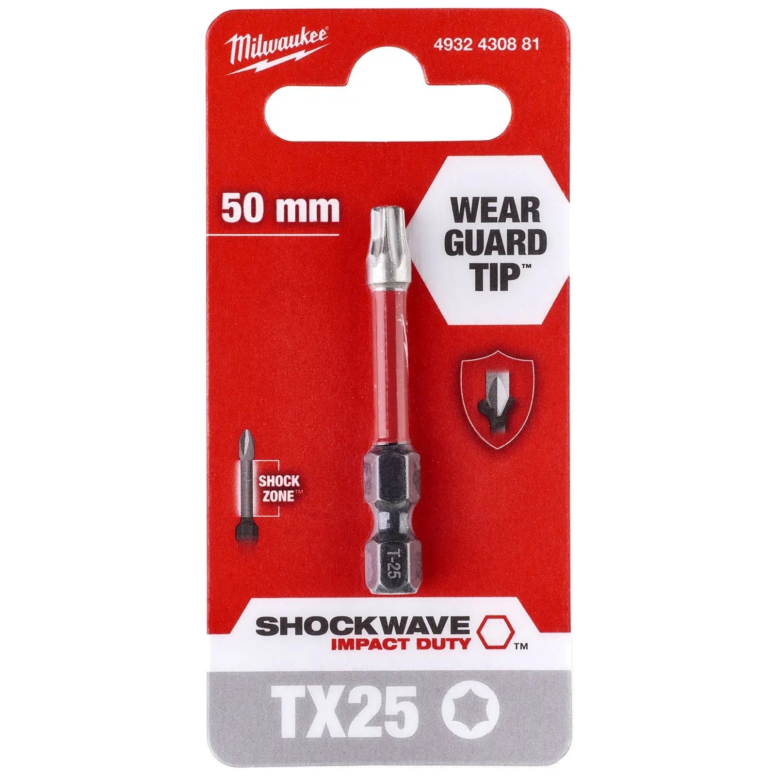 Milwaukee Screwdriver Bits Shockwave Impact Duty PH PZ TX HEX SL Blister Packed 