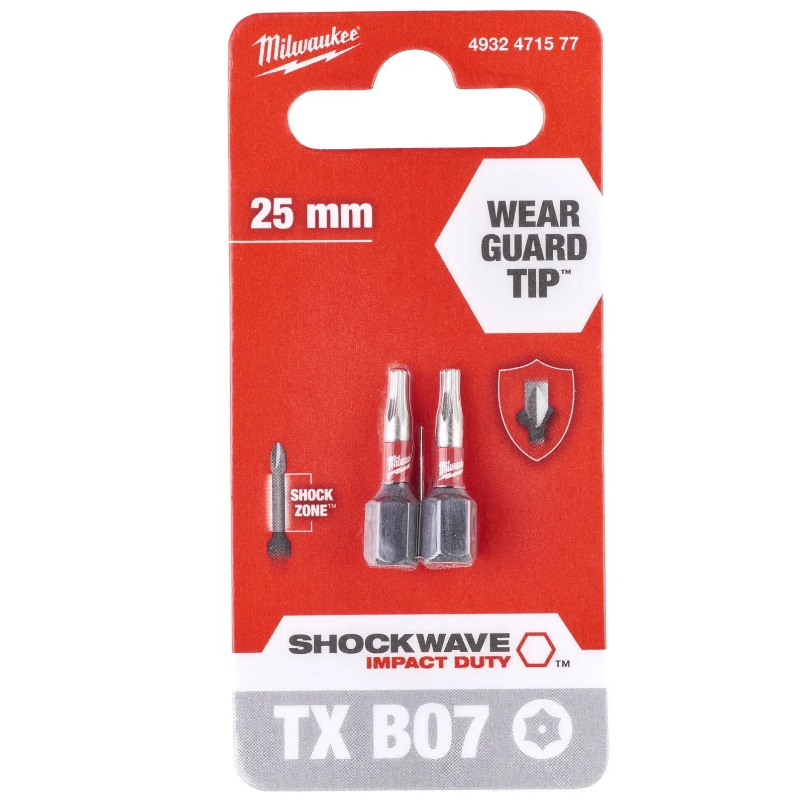 Milwaukee Screwdriver Bits Shockwave Impact Duty PH PZ TX HEX SL Blister Packed 