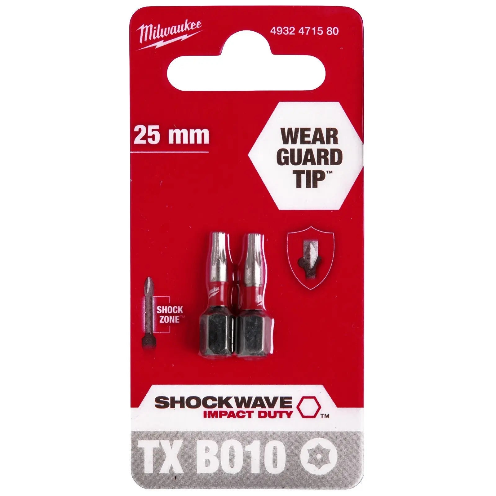 Milwaukee Screwdriver Bits Shockwave Impact Duty PH PZ TX HEX SL Blister Packed 