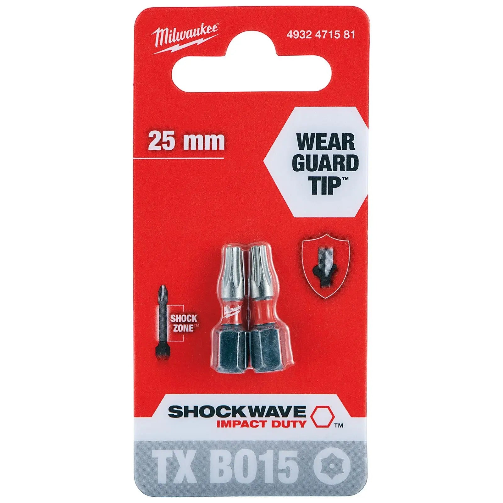 Milwaukee Screwdriver Bits Shockwave Impact Duty PH PZ TX HEX SL Blister Packed 