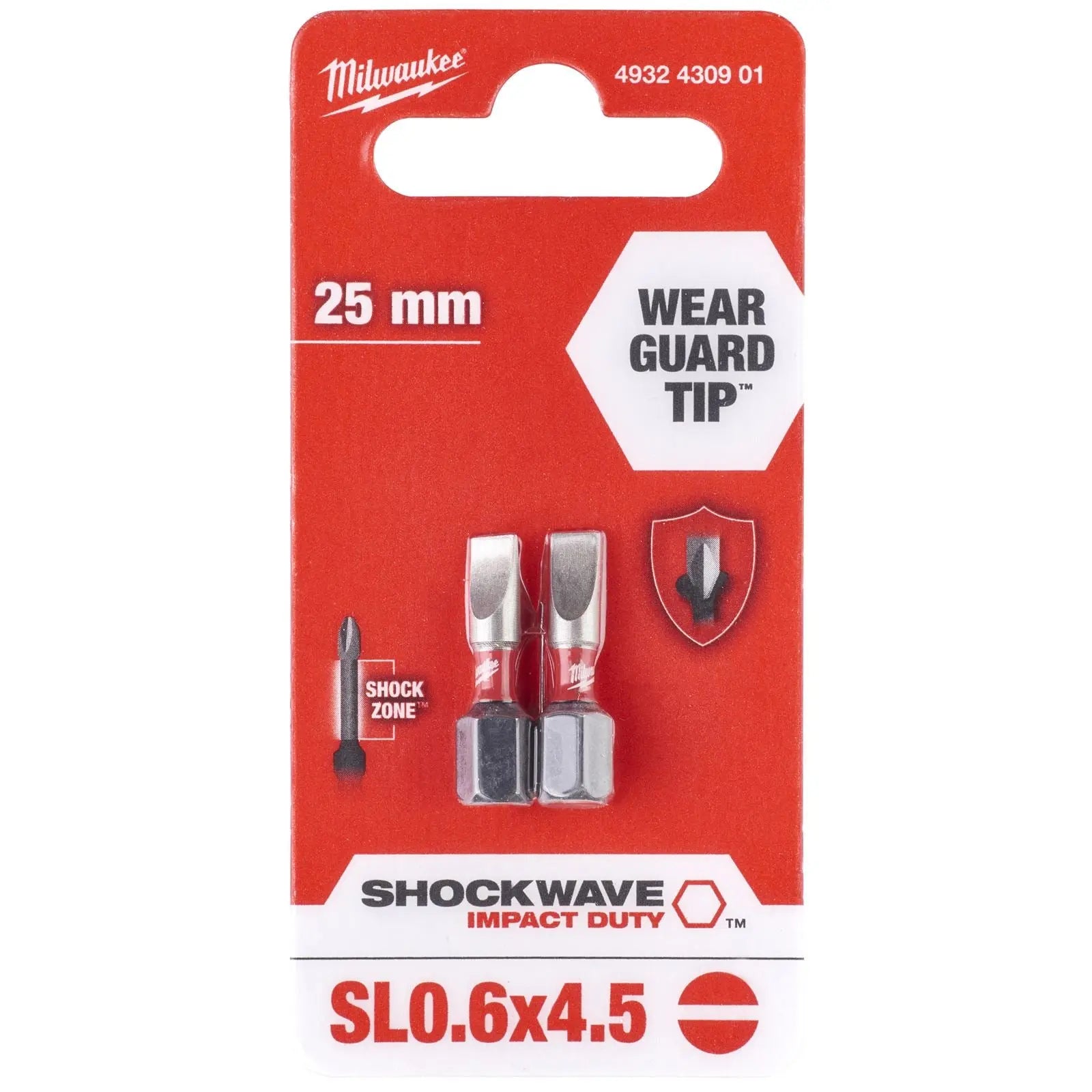 Milwaukee Screwdriver Bits Shockwave Impact Duty PH PZ TX HEX SL Blister Packed 