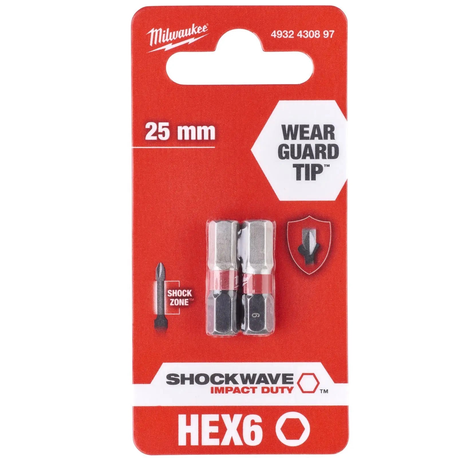 Milwaukee Screwdriver Bits Shockwave Impact Duty PH PZ TX HEX SL Blister Packed 