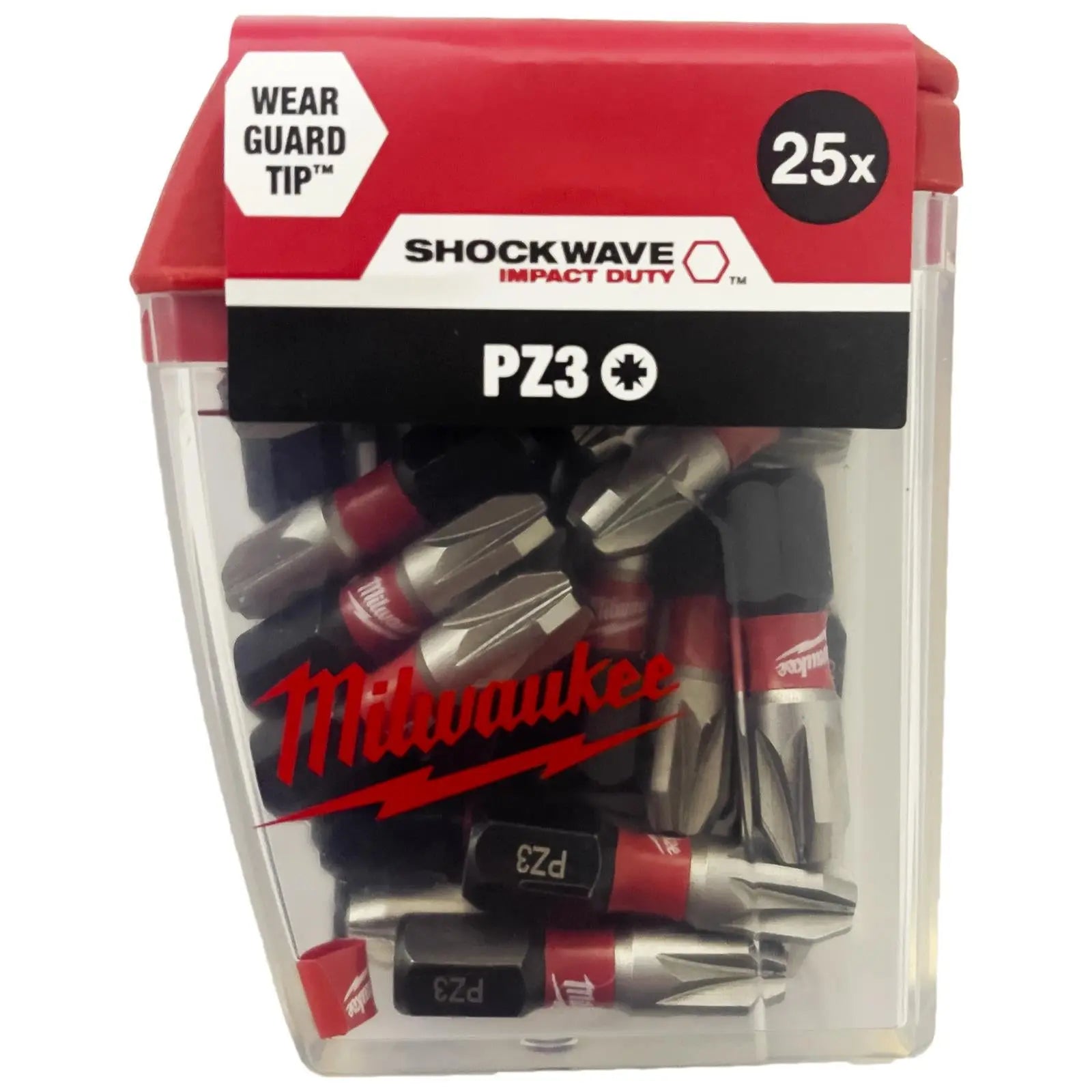 Milwaukee Screwdriver Bits Shockwave Impact Duty Pozi PZ3 x 25mm Tic Tac Box 25 Pack 