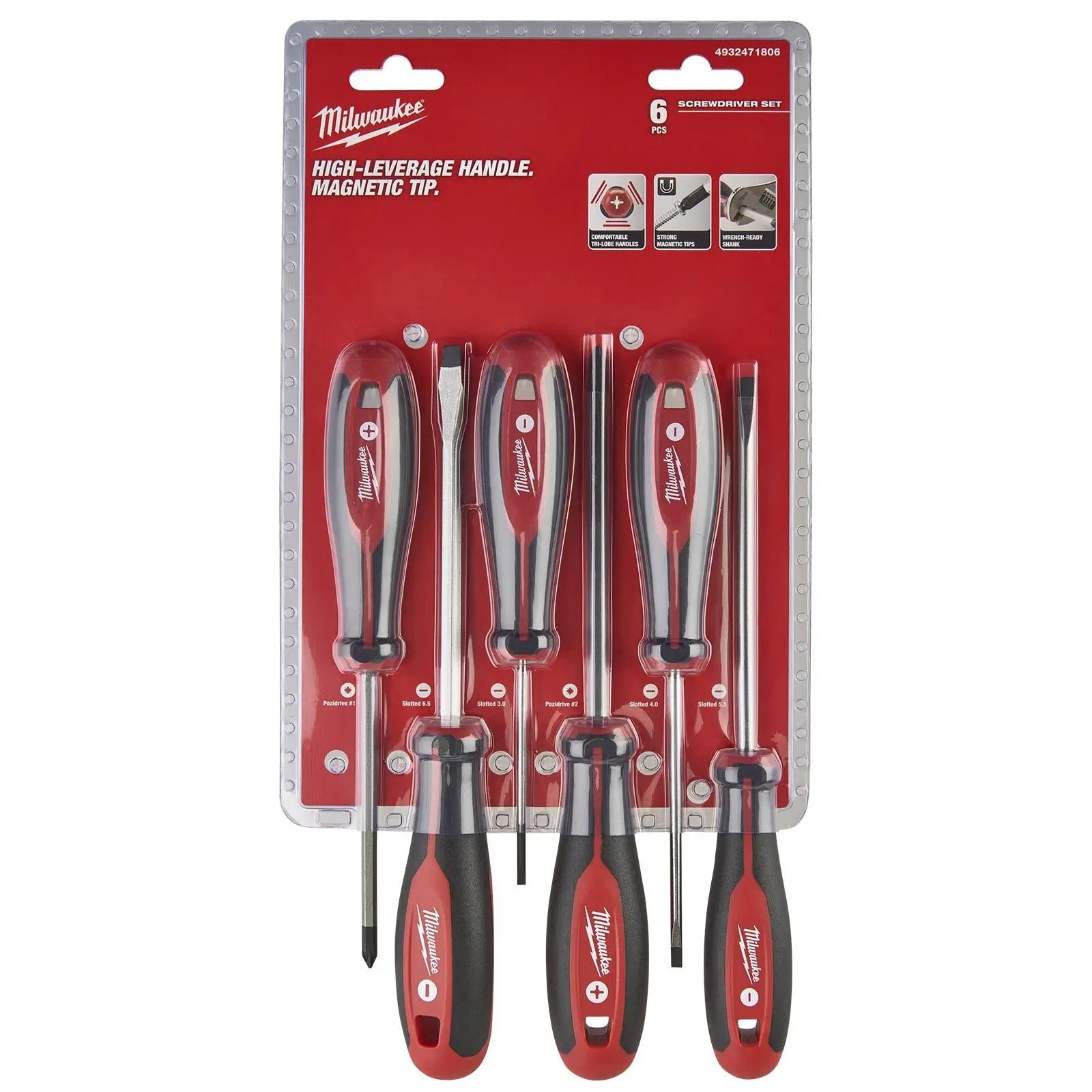 Milwaukee Screwdriver Set Tri-lobe Set 1 Pozi Slotted 6 Piece 