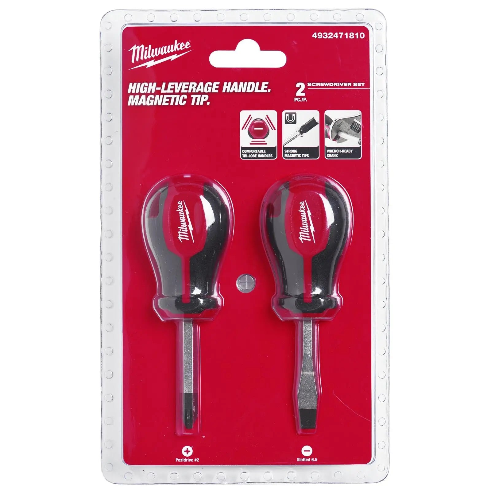 Milwaukee Screwdriver Set Tri-lobe Stubby 2 Piece Pozi Slotted 