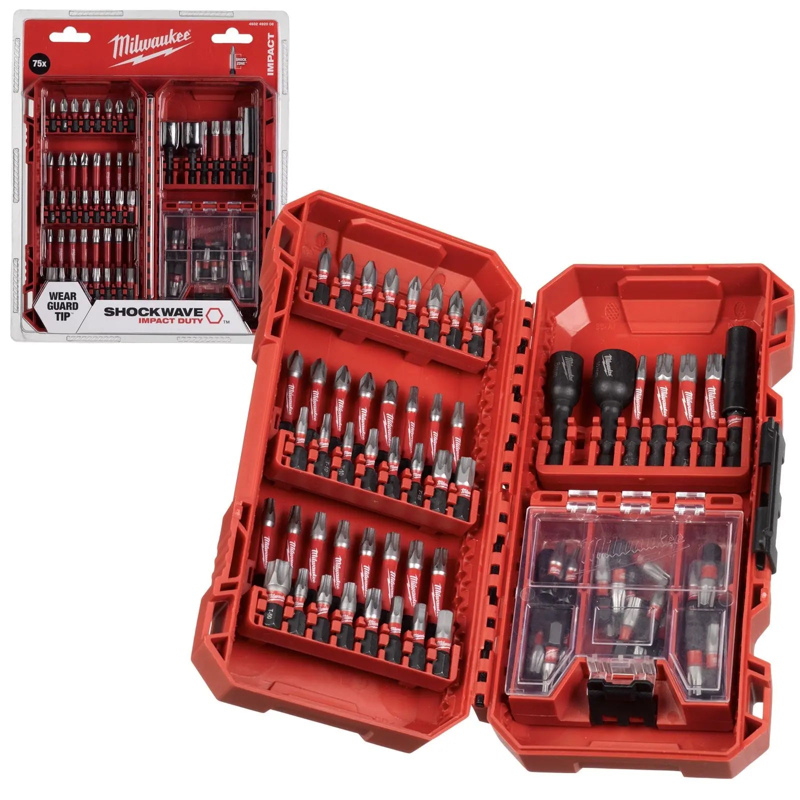 Milwaukee Screwdriver and Nut Driver Bit Set 75 Piece SHOCKWAVE Impact Duty 