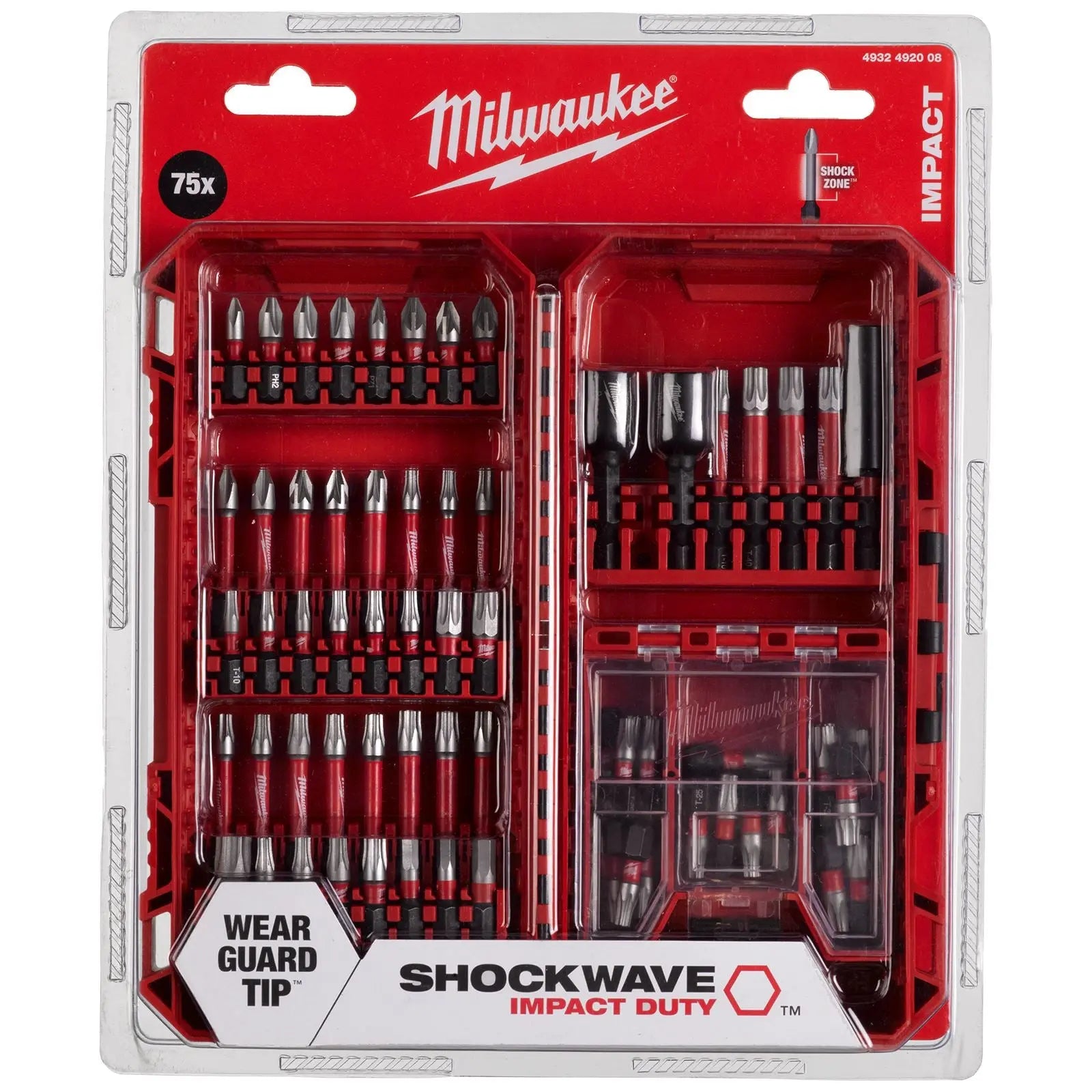 Milwaukee Screwdriver and Nut Driver Bit Set 75 Piece SHOCKWAVE Impact Duty 