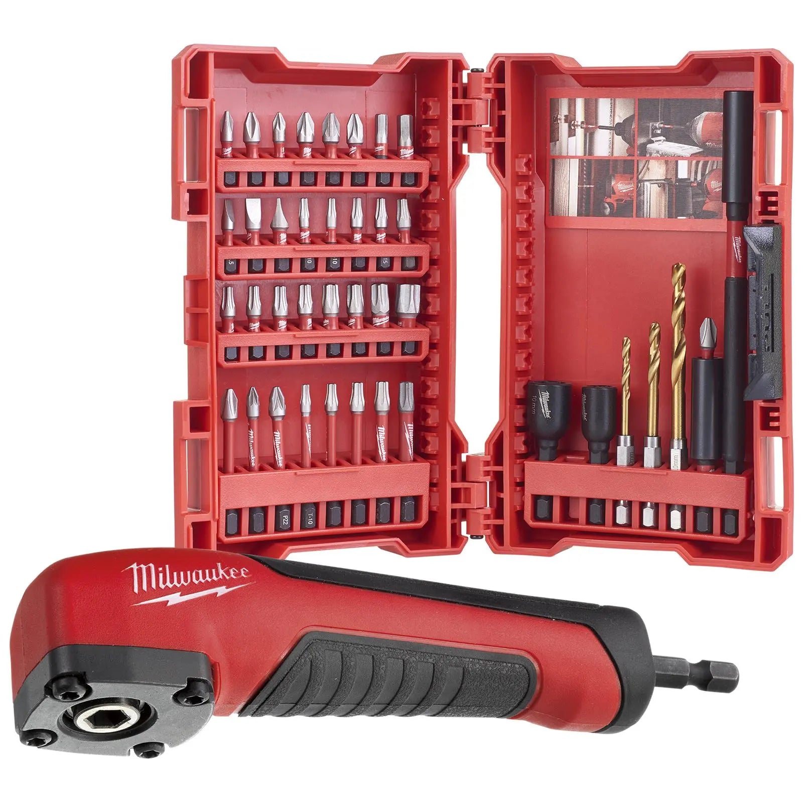 Milwaukee Shockwave Impact Duty Screwdriver Bit Set with Right Angle Attachment 41 Piece 
