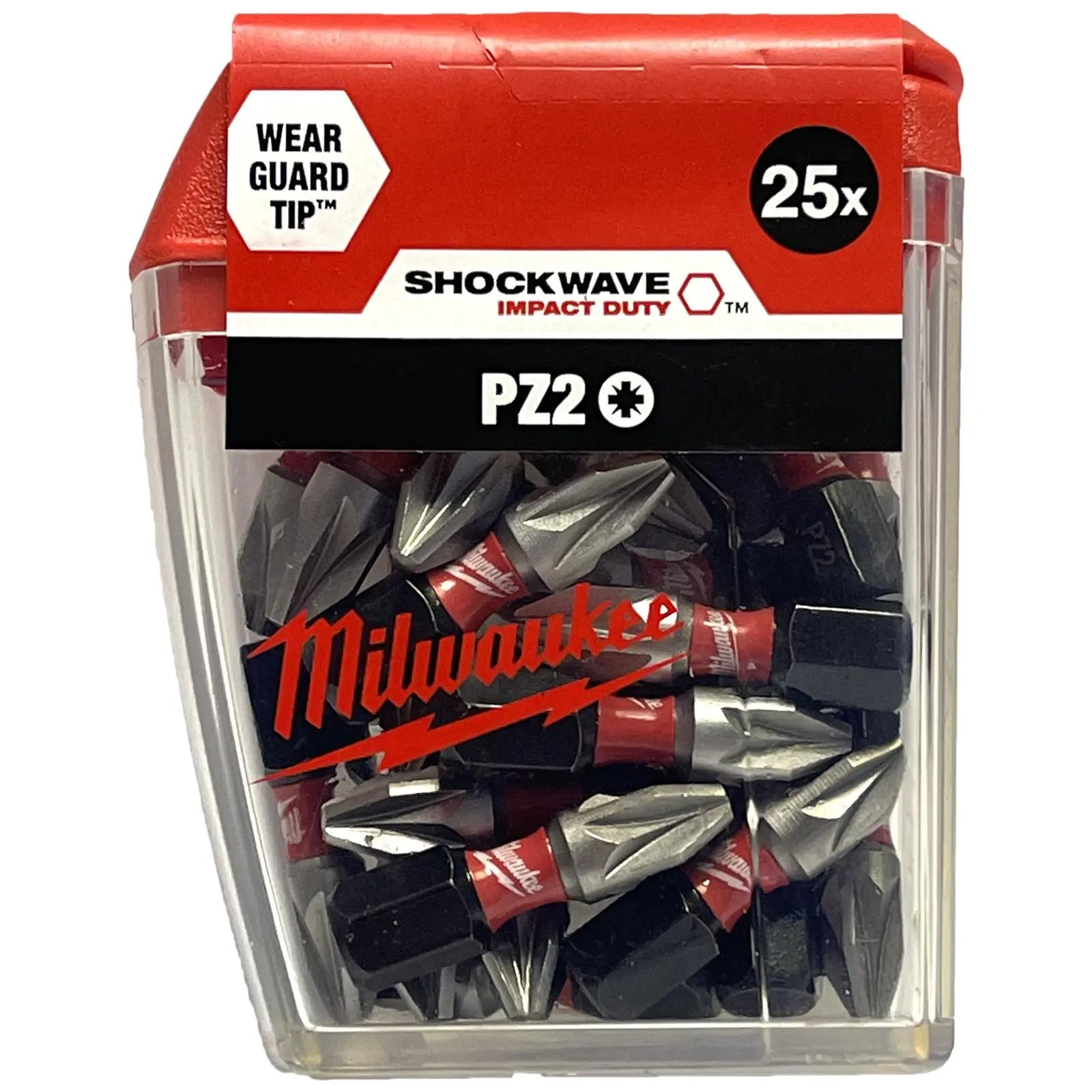 Milwaukee Shockwave Impact Duty Screwdriver Bits Pozi PZ2 x 25mm Tic Tac Box 25 Pack 
