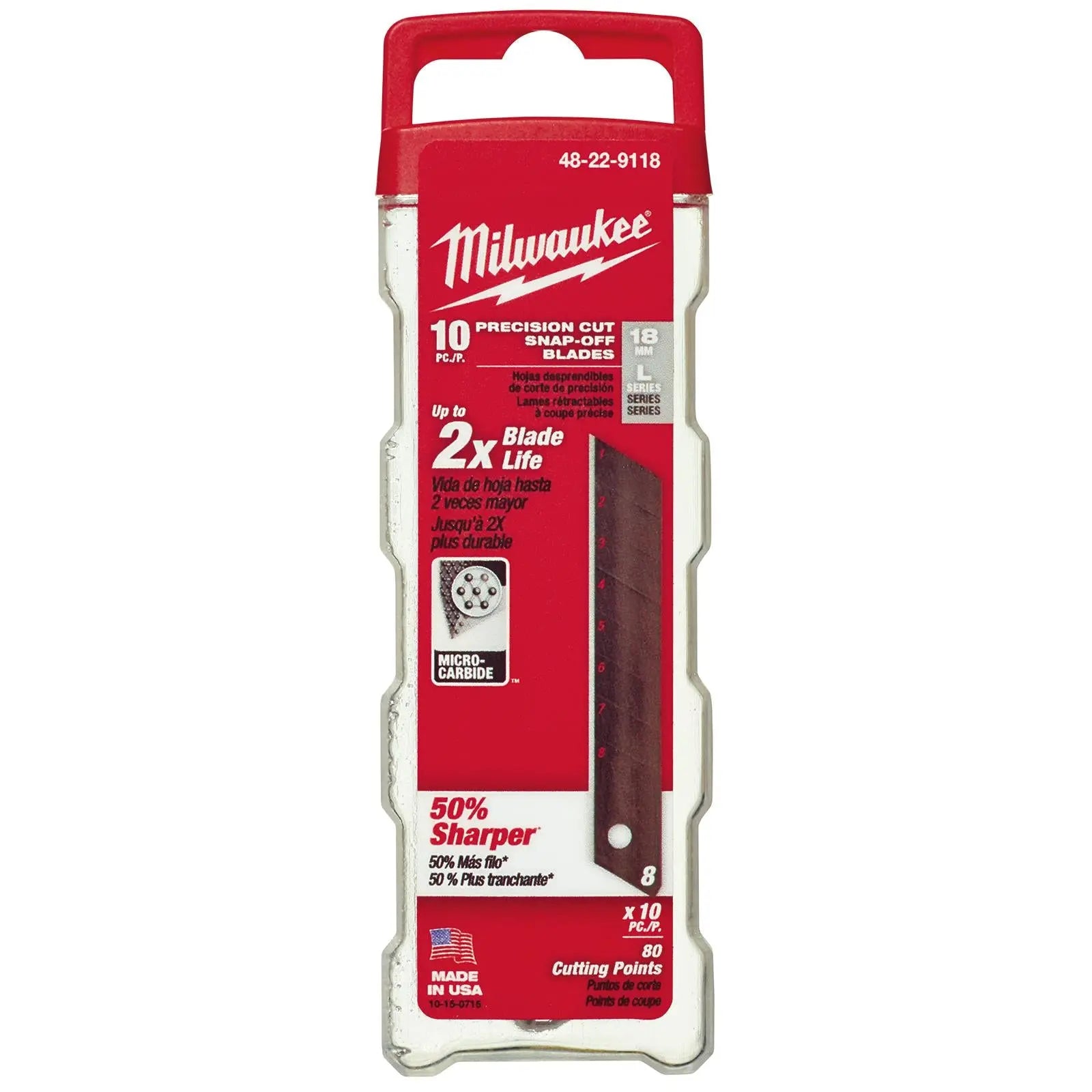 Milwaukee Snap Off Knife 18mm Replacement Blades 10 Pack 