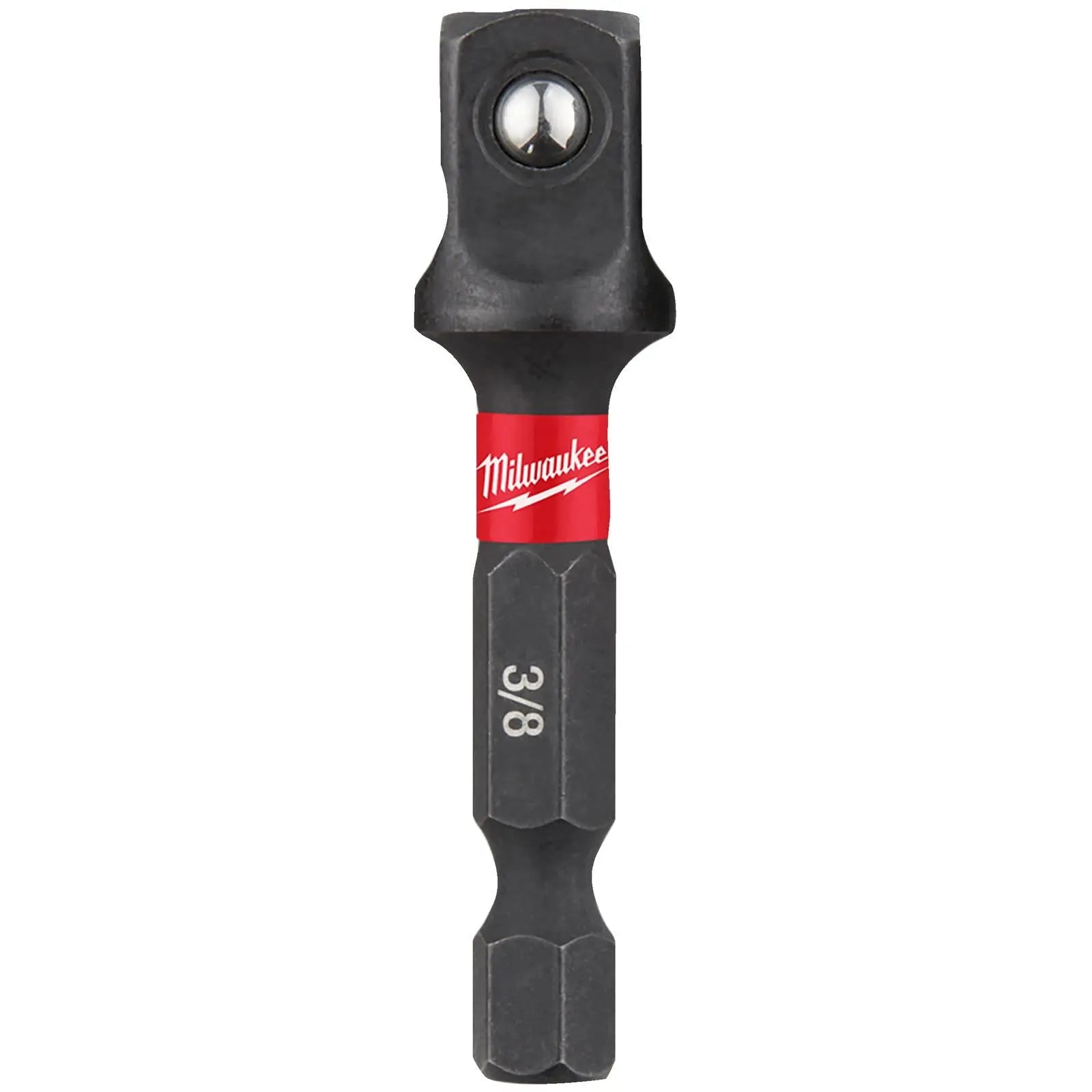 Milwaukee Socket Adaptor 1/4" Hex to 3/8" Drive SHOCKWAVE Impact Duty 50mm  White Rose Tools