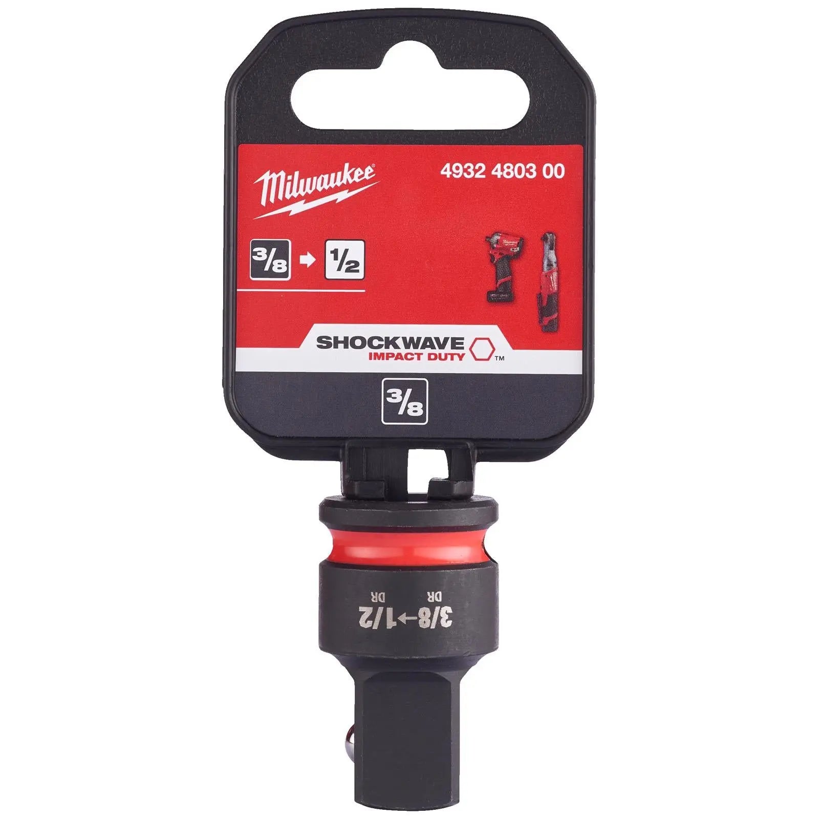 Milwaukee Socket Adaptor 3/8" to 1/2" Drive SHOCKWAVE Impact Duty  White Rose Tools
