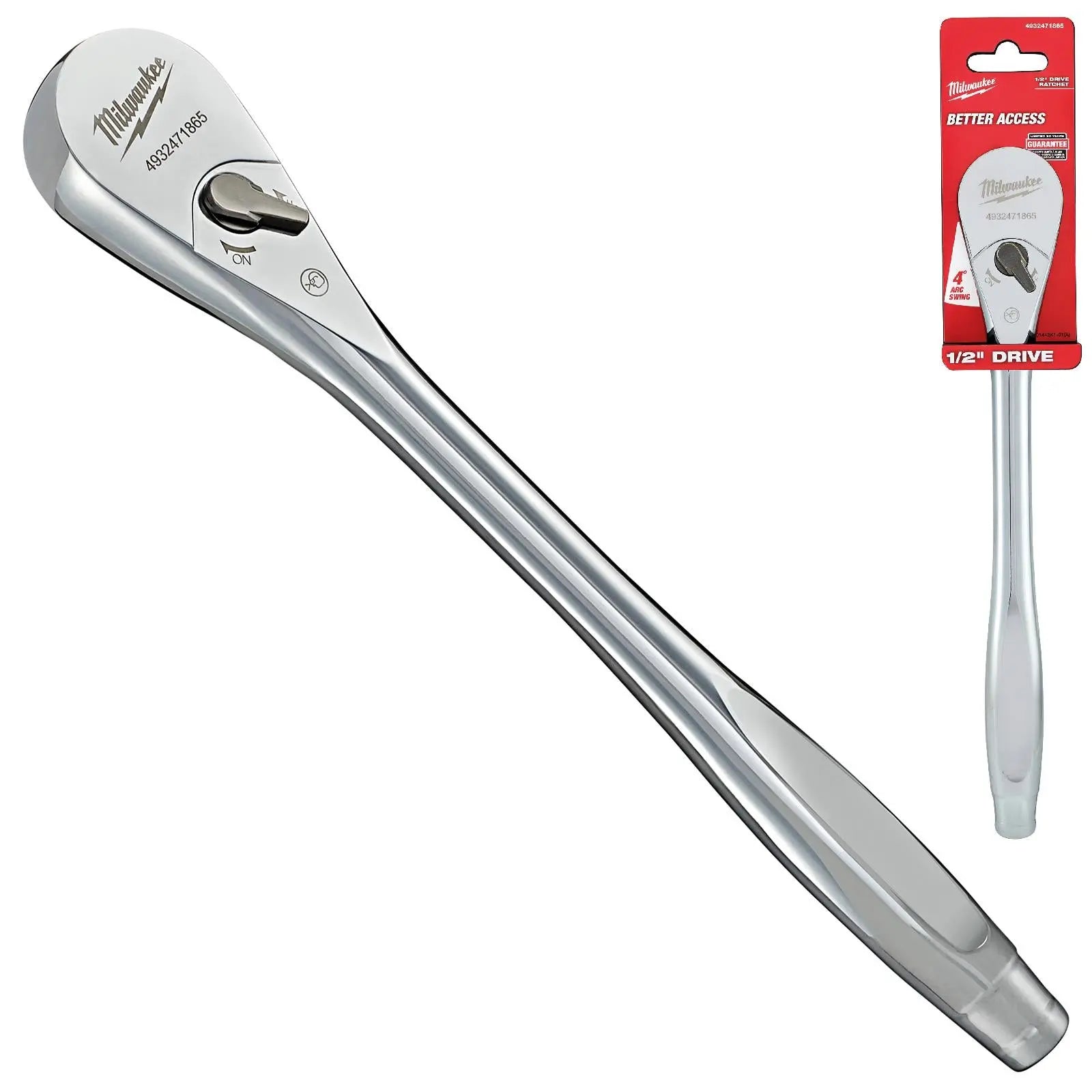 Milwaukee Socket Ratchet Wrench 1/2" Drive 90 Tooth 286mm 
