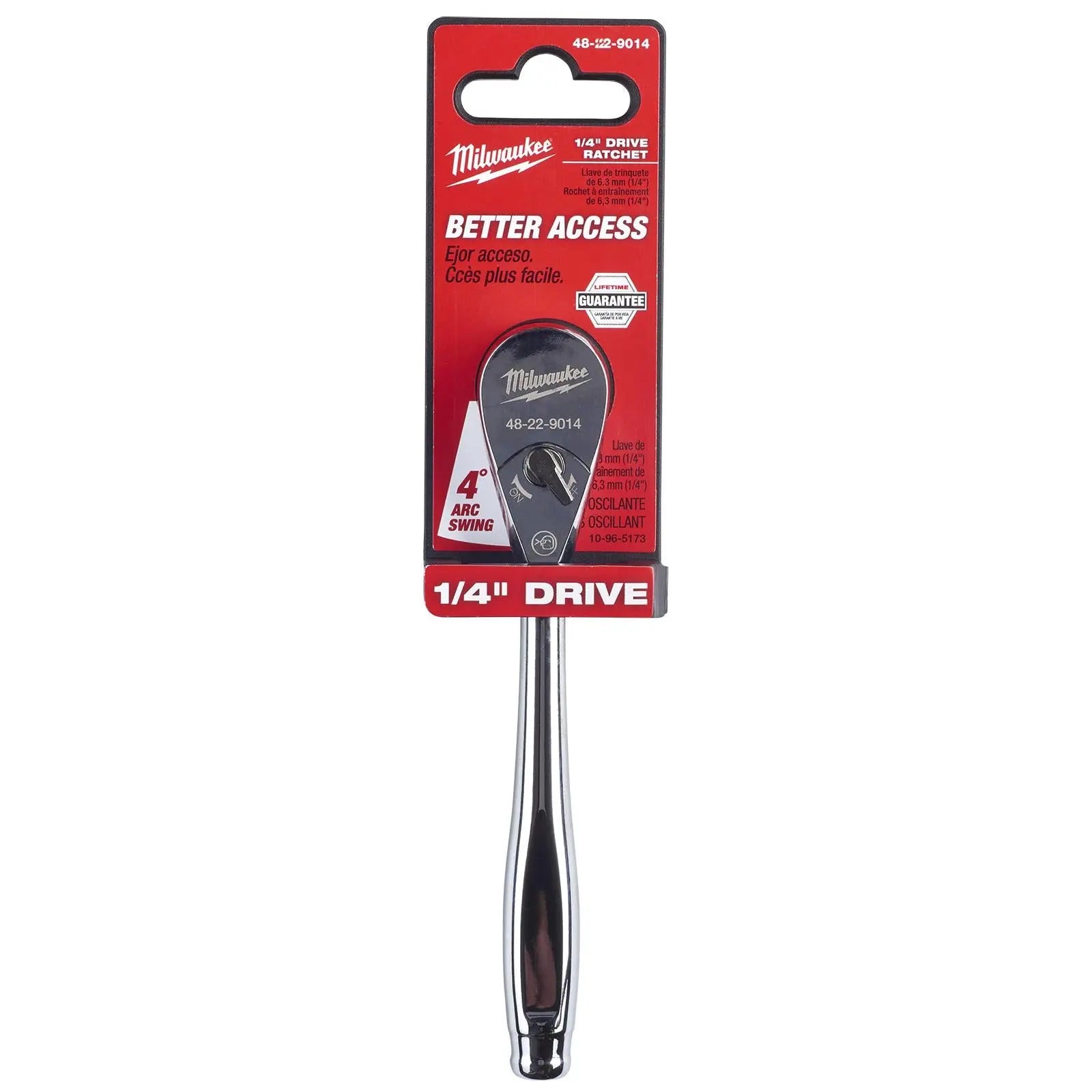 Milwaukee Socket Ratchet Wrench 1/4" Drive 90 Tooth 152mm 
