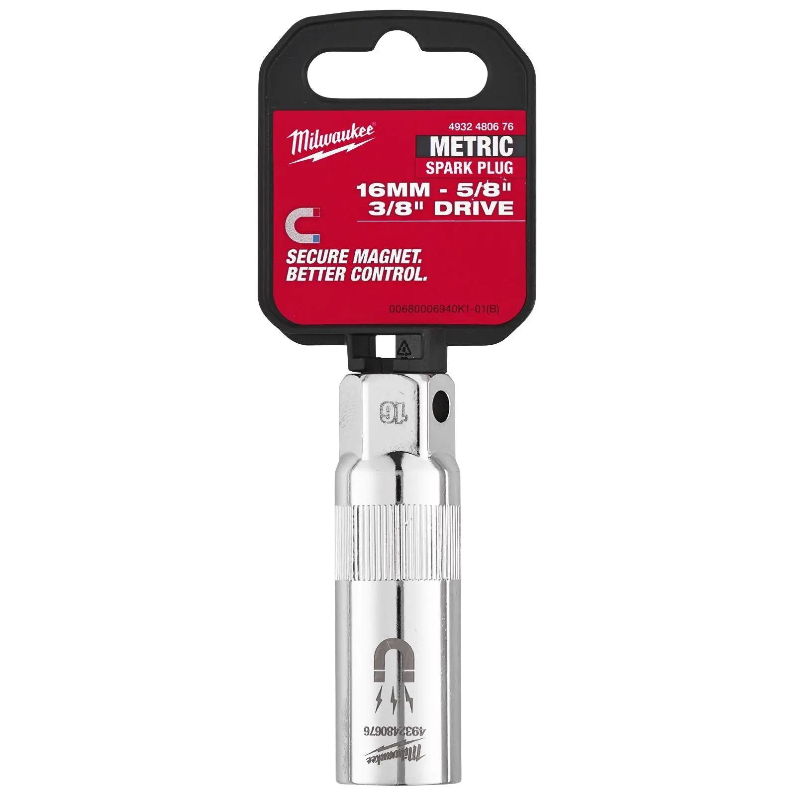 Milwaukee Spark Plug Socket Magnetic 3/8" Drive 16mm  White Rose Tools
