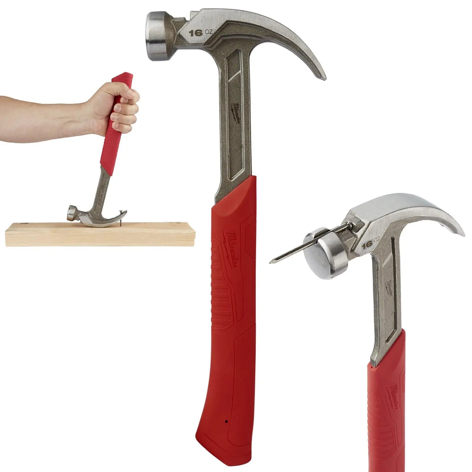Milwaukee Steel Curved Claw Hammer 16oz Magnetic Nail Starter 