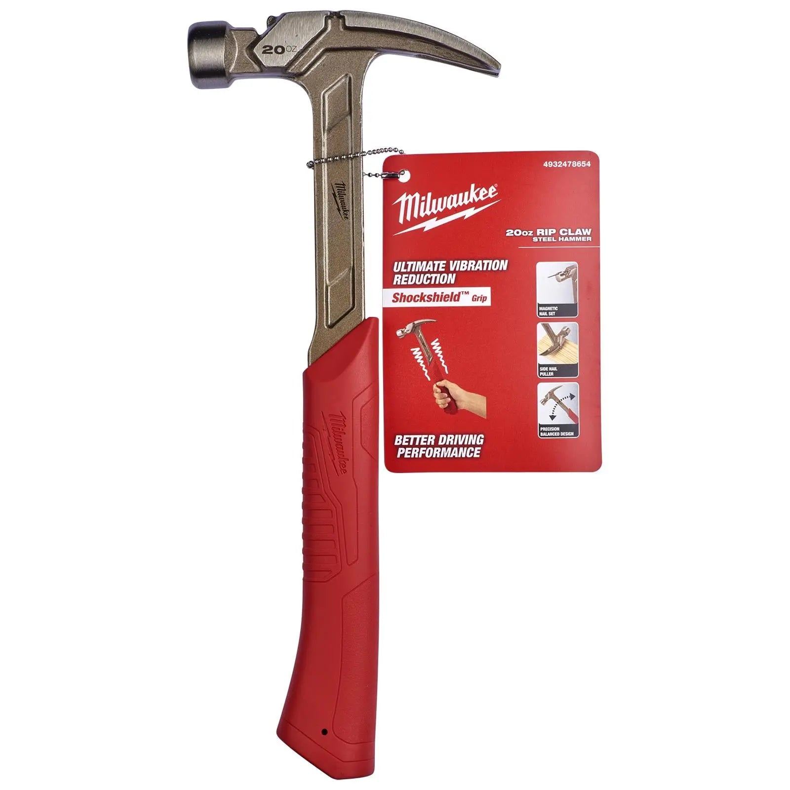 Milwaukee Steel Rip Claw Hammer 20oz Magnetic Nail Starter 