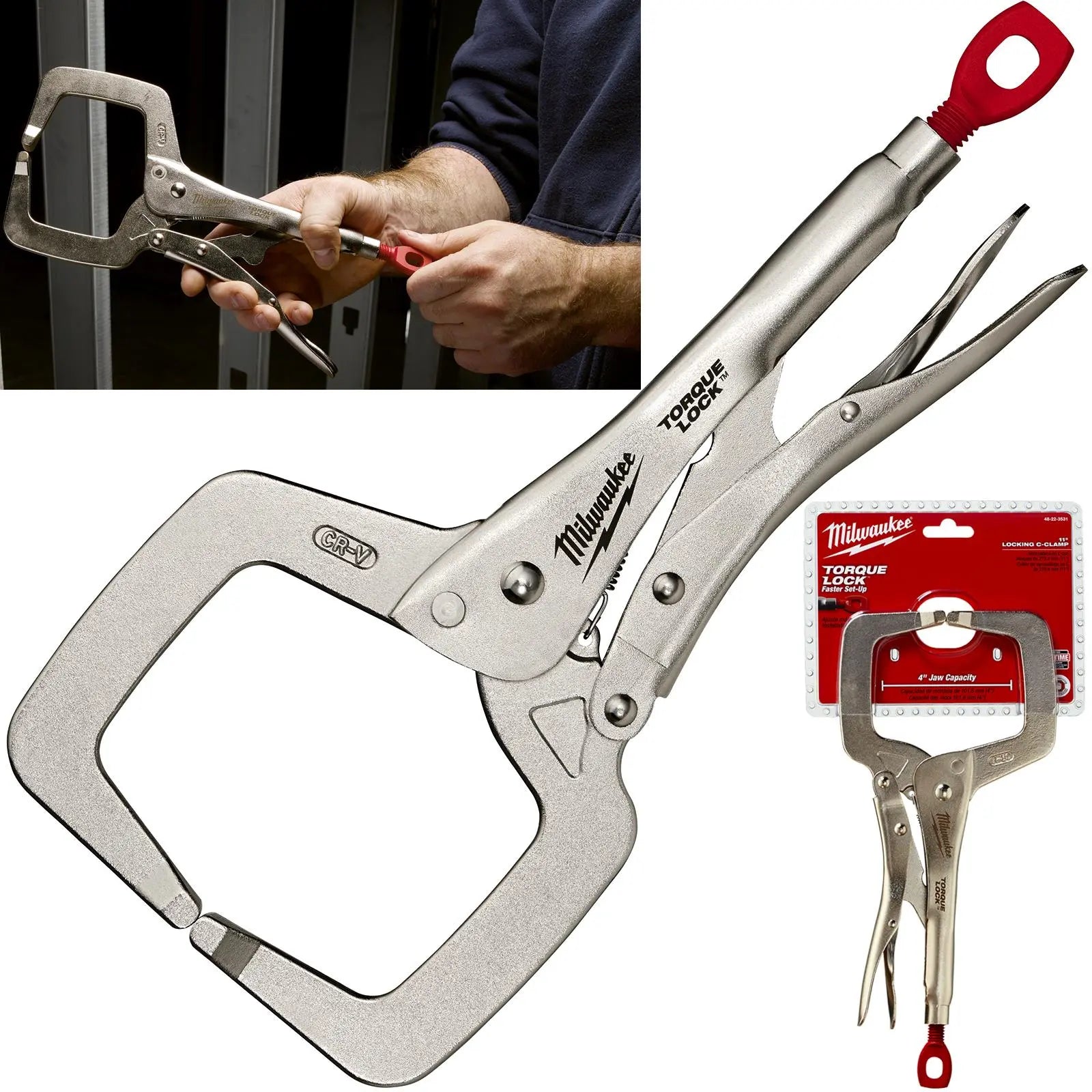 Milwaukee TORQUE LOCK Locking C Clamp Pliers 275mm 11in with Regular Jaws 