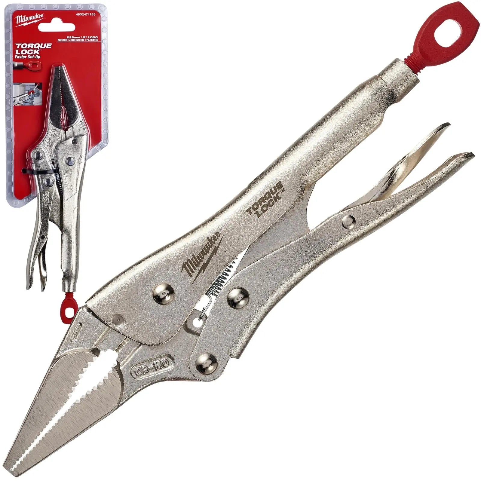Milwaukee TORQUE LOCK Long Nose Locking Pliers 225mm 9in 