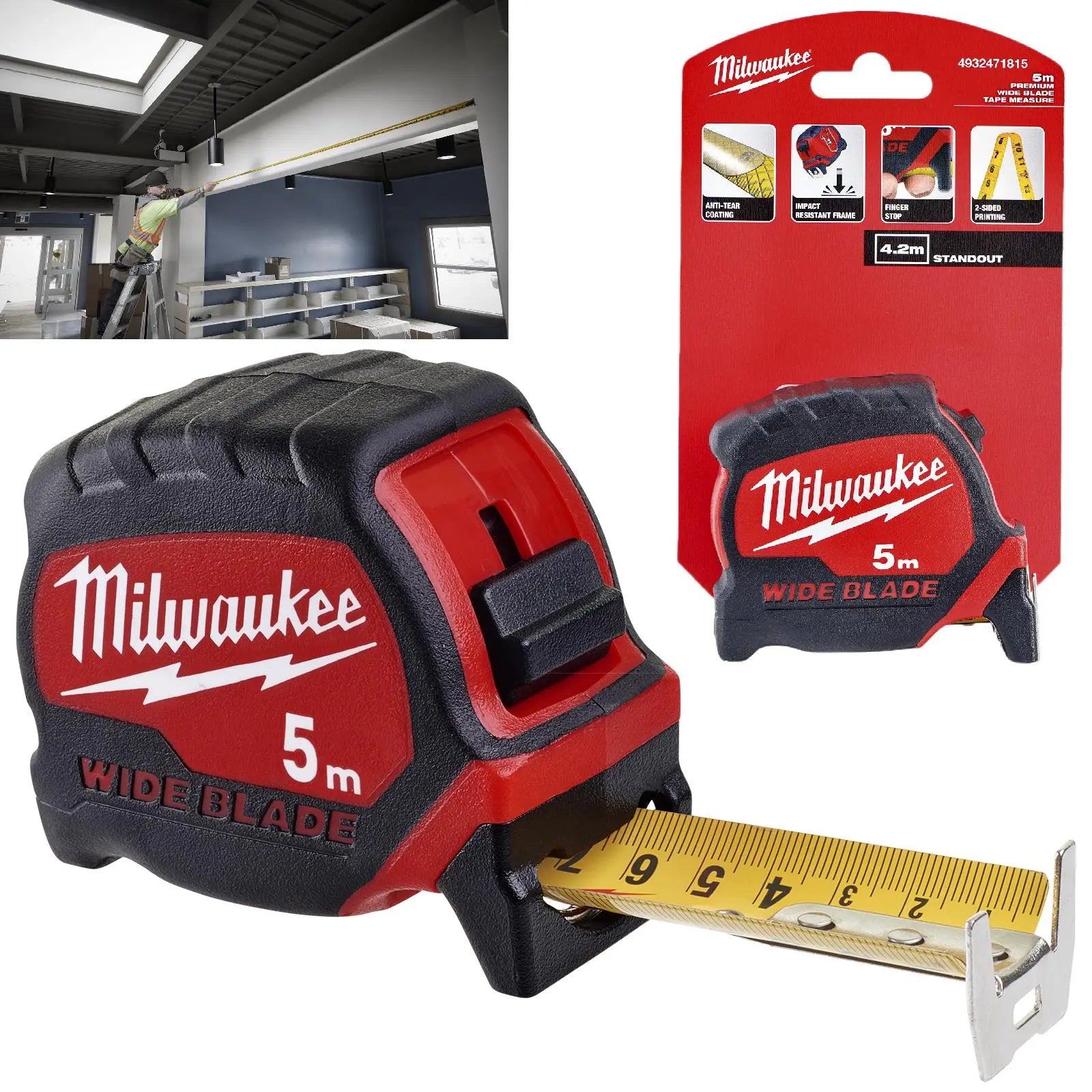 Milwaukee Tape Measure 5m Premium Wide Blade 33mm Metric 