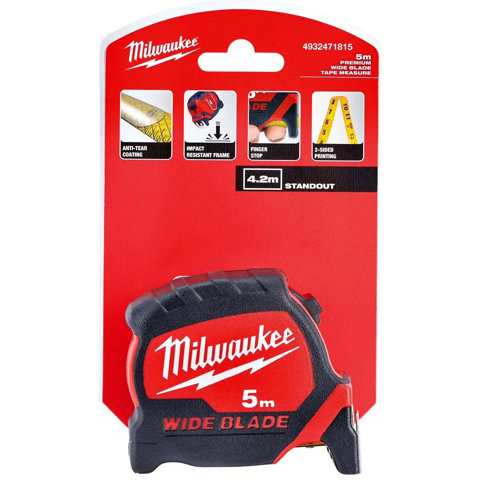 Milwaukee Tape Measure 5m Premium Wide Blade 33mm Metric 